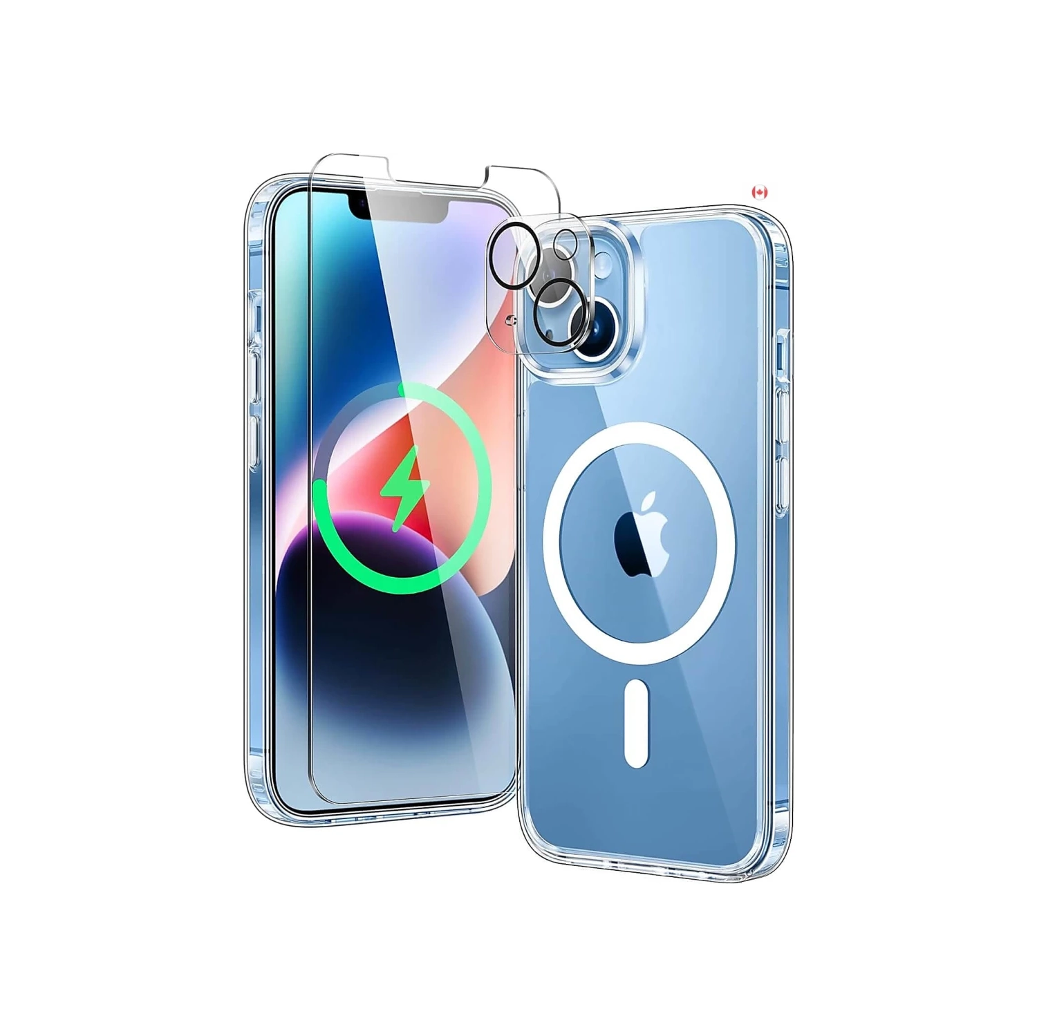 Clear Magnetic Military Grade Drop Protection Case for iPhone 13/14 - Rugged Shockproof Protective Bumper - 6.1 Inch