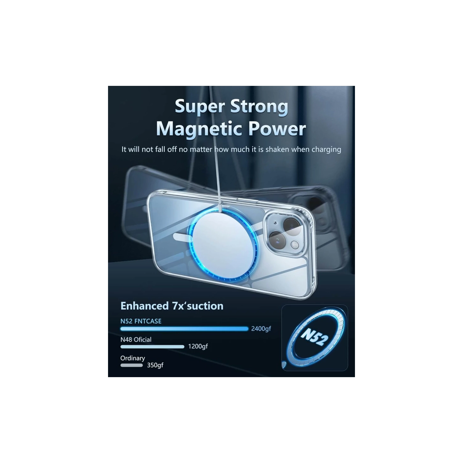 Clear Magnetic Military Grade Drop Protection Case for iPhone 13/14 - Rugged Shockproof Protective Bumper - 6.1 Inch