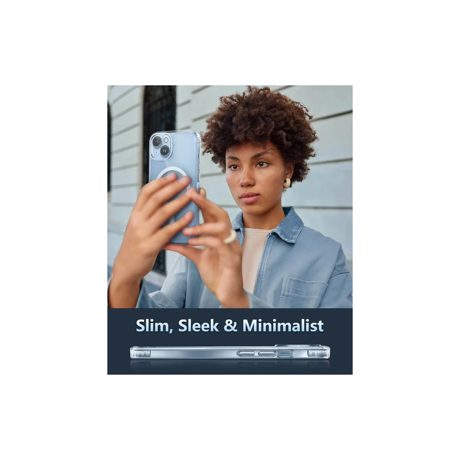 Clear Magnetic Military Grade Drop Protection Case for iPhone 13/14 - Rugged Shockproof Protective Bumper - 6.1 Inch