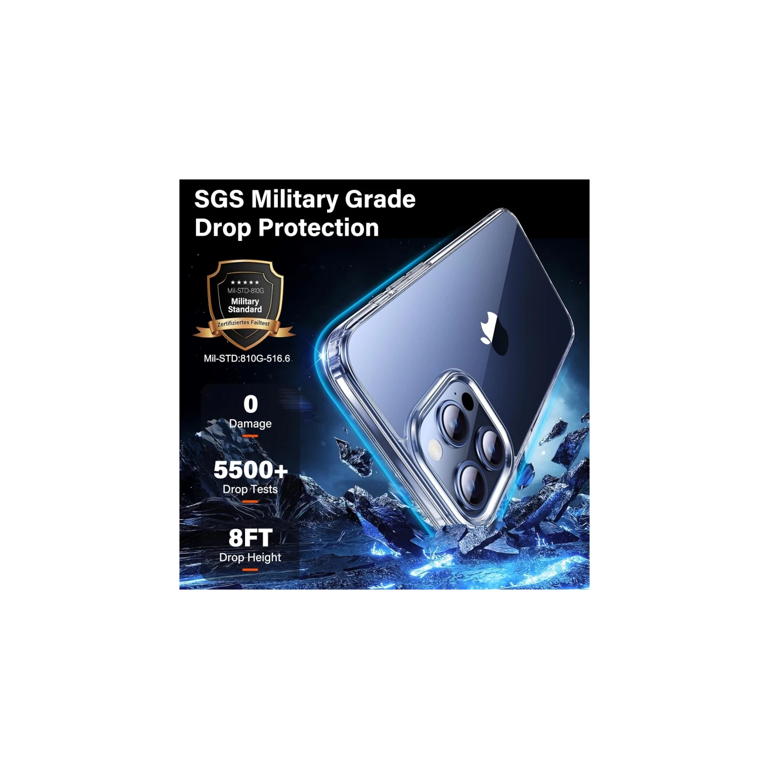 [ 5 in 1 ] Keeguard iPhone 15 Pro Max Case | Military Grade Protection, Not-Yellowing |2 Tempered Glass Screen Protectors, 2 Camera Lens Protectors,