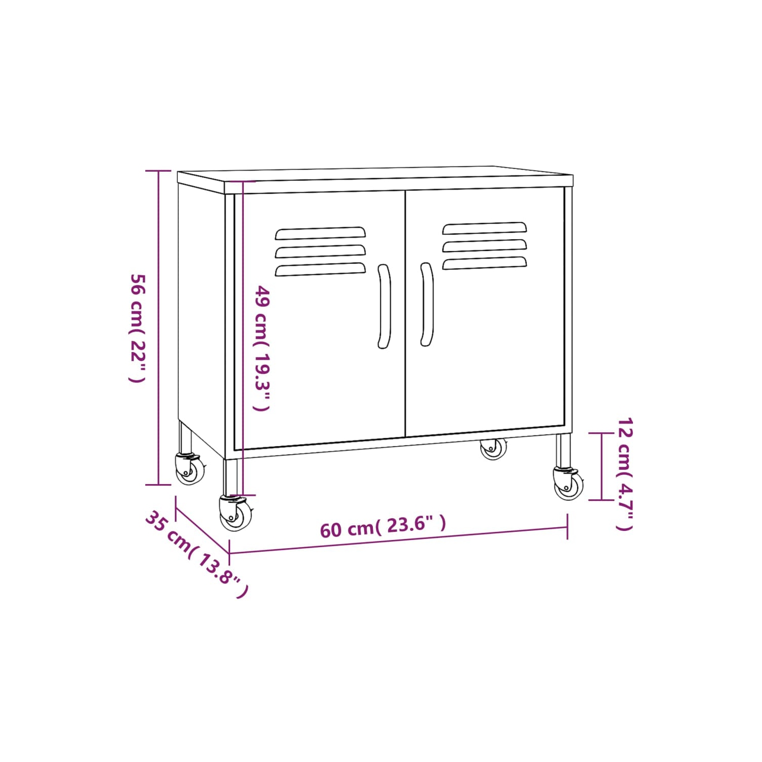 vidaXL Storage Cabinet Olive Green 60x35x56 cm Steel