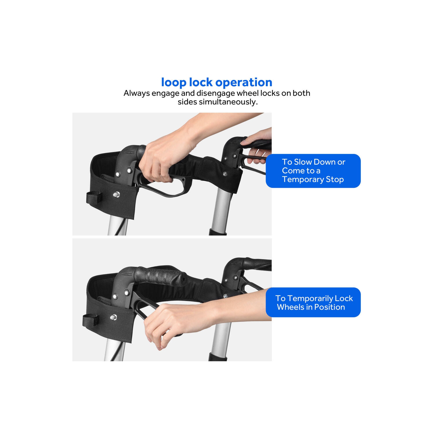 Marcheurs pliables et ambulateurs avec siège et sac de rangement, ambulateur en alliage d'aluminium poignée réglable pour adultes âgés avec support