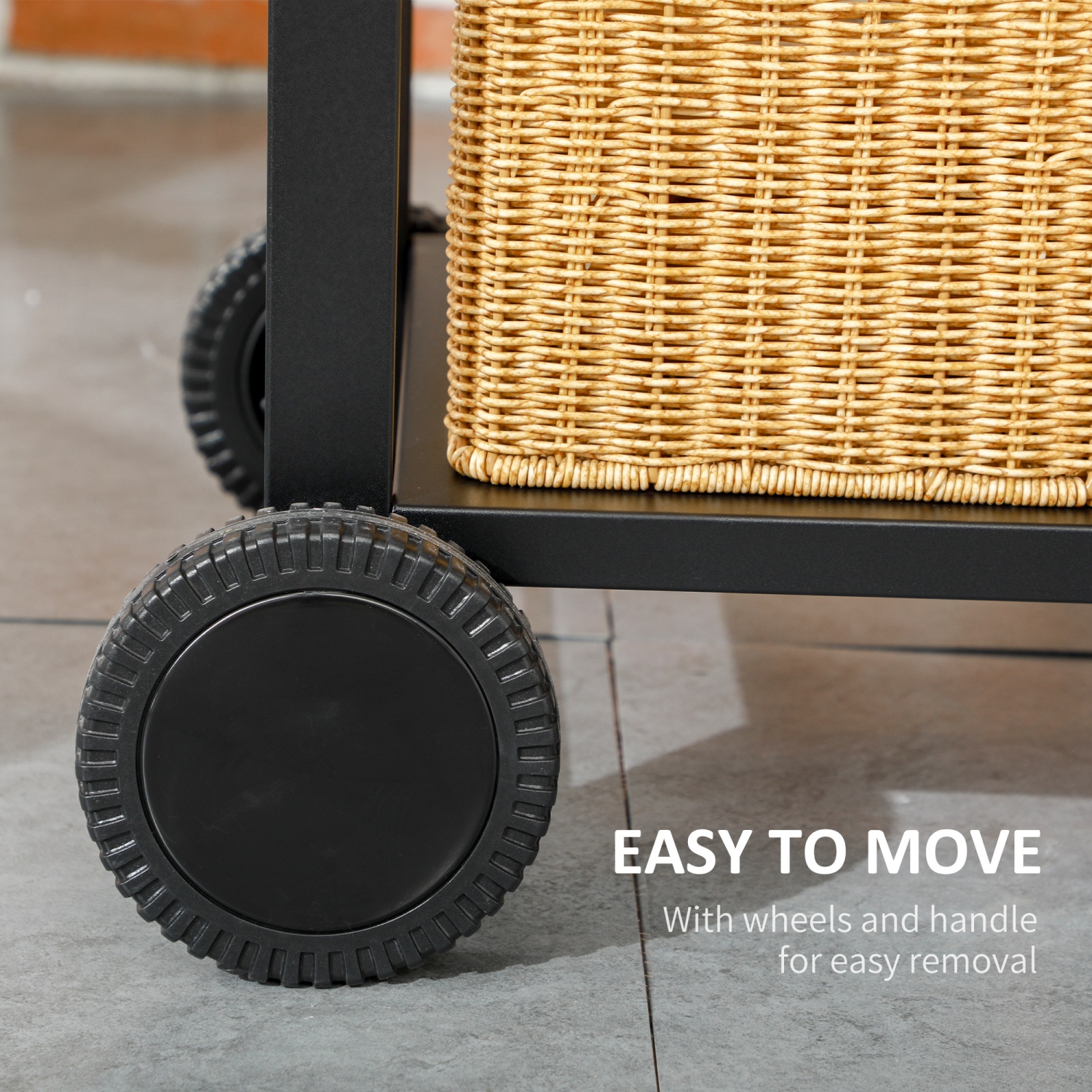 Outsunny Charcoal BBQ Grill Trolley with Adjustable Charcoal Pan, Barbecue Grill Smoker with Storage Shelves, Lid, Thermometer, Bottle Opener and