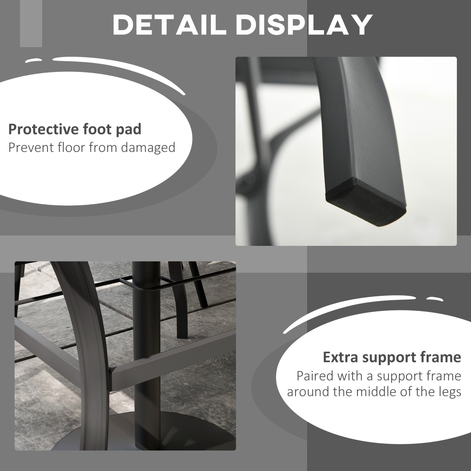 Table à manger extérieure Outsunny pour quatre, table de jardin avec trou parasol, table de jardin carrée avec dessus de plaque en métal latté pour