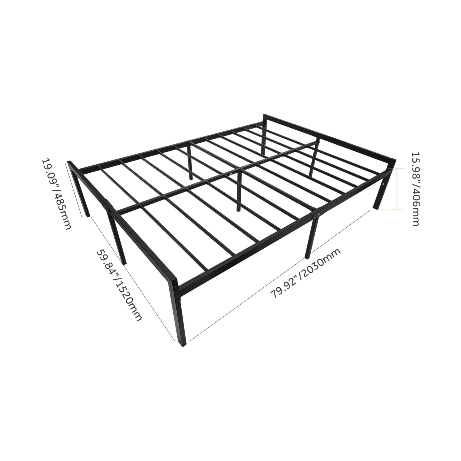 Queen Size Bed Frame with 14.25" Storage Space, Heavy Duty Metal Platform Bed Frame, No Box Spring Needed and Noise Free