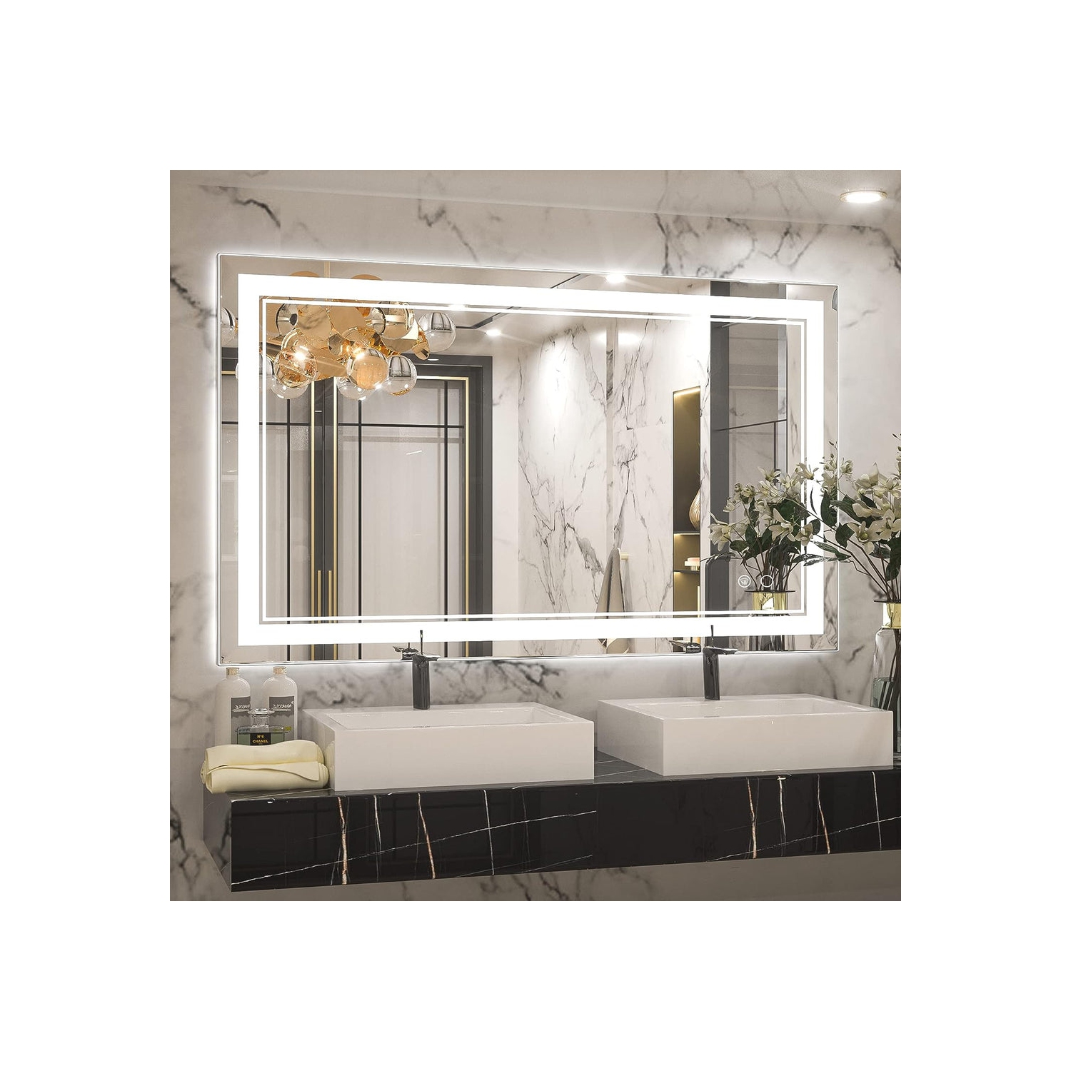 Strak 40 x 24 Inch LED Mirror, Bathroom Mirror with Lights, LED Vanity Mirror,IP54 Waterproof