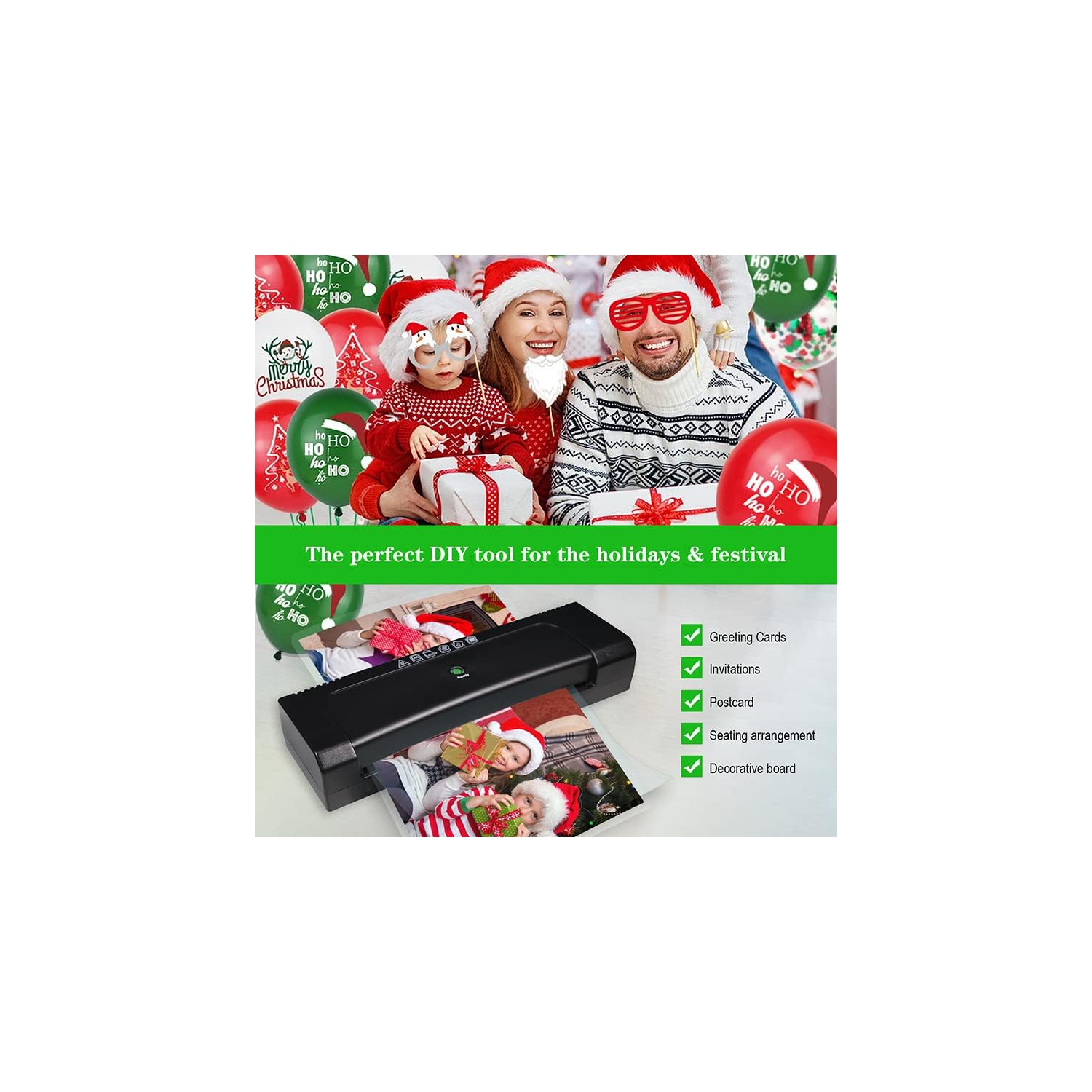 Queceuy 9-inch Thermal Laminator with Laminating Sheets 10pcs, with Paper Cutter and Corner Rounder,with 2-Min Faster Preheat