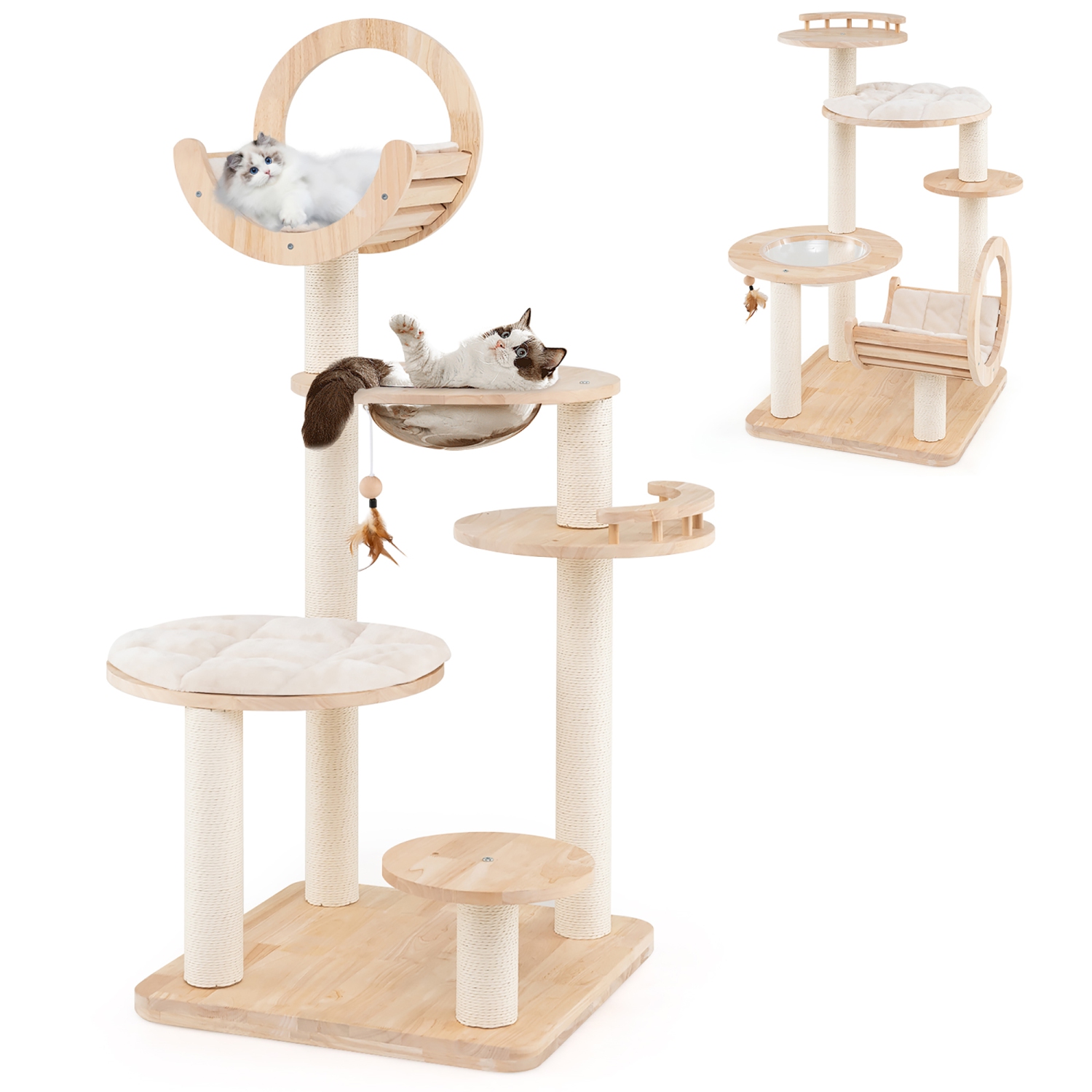 Gymax 4-in-1 Building Block Cat Tree w/ Space Capsule Nest Padded Platform Hanging Toy