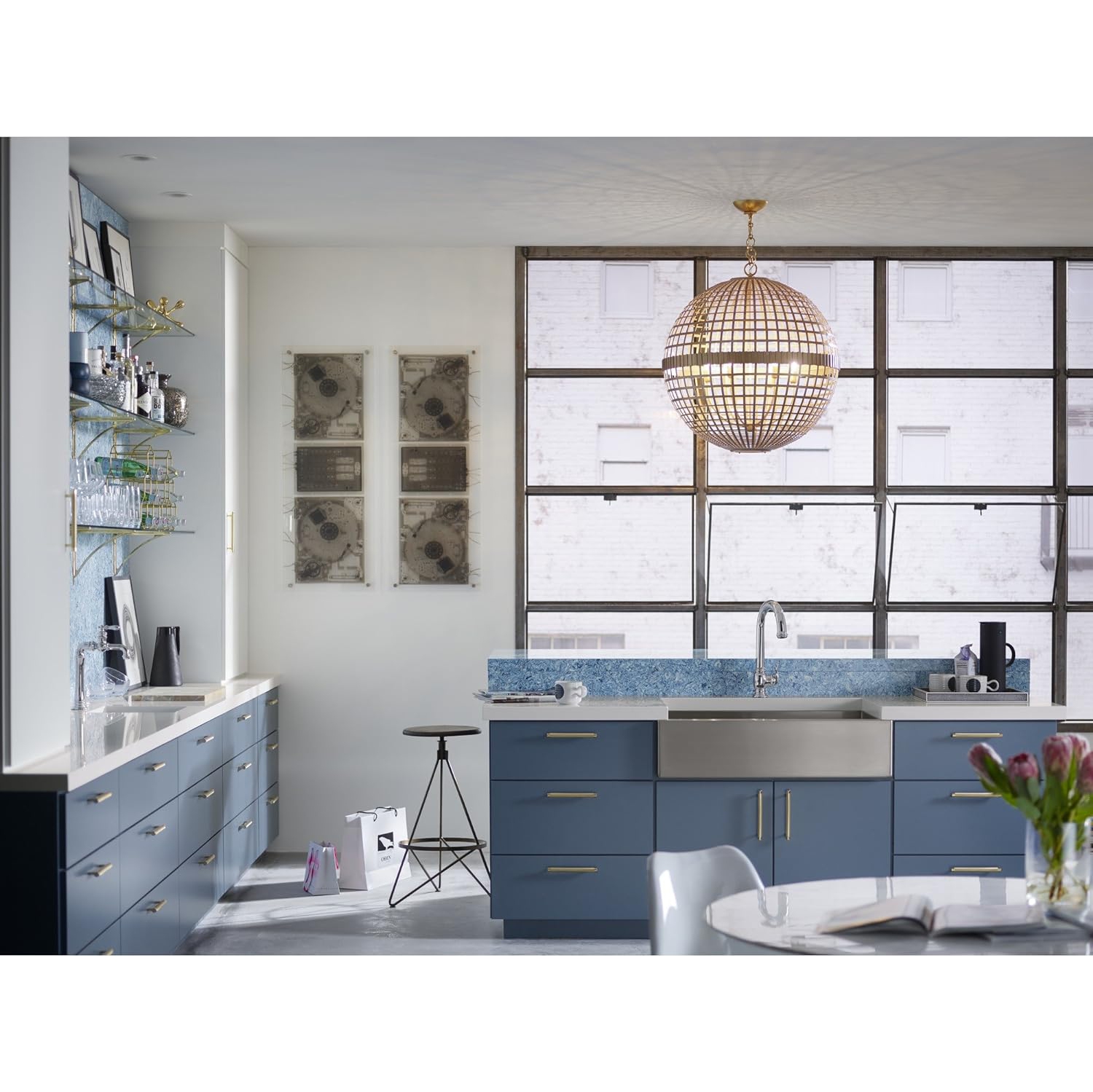 KOHLER K-5415-NA Strive auto-Trimming Undermount large évier de cuisine à un seul bol avec tablier haut, 35 1/2 x 21 1/4&nbsp;po, acier inoxydable