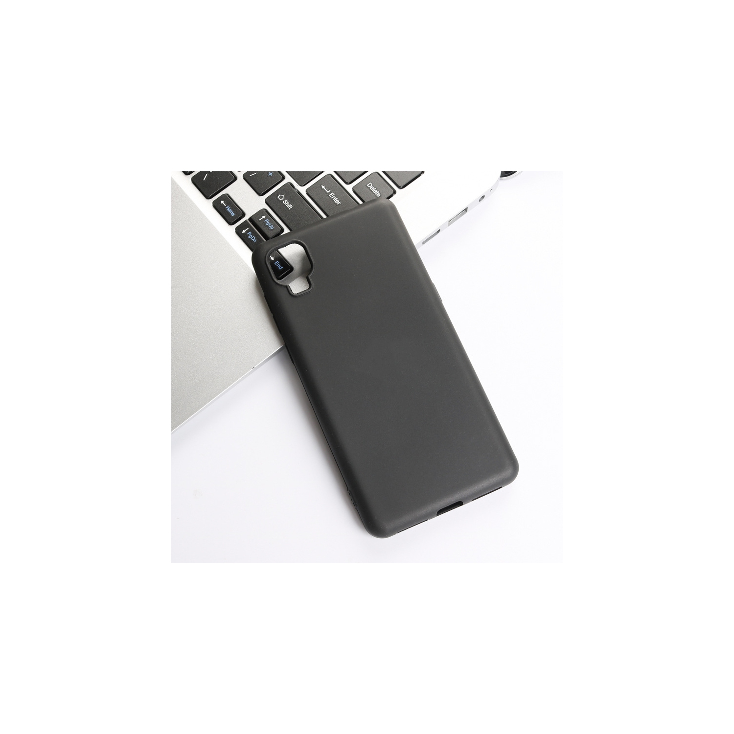 TopSave Soft Gel Rubber Matt Back TPU w/Glossy Bumper Case For TCL A3 A509DL 5.5" , Black