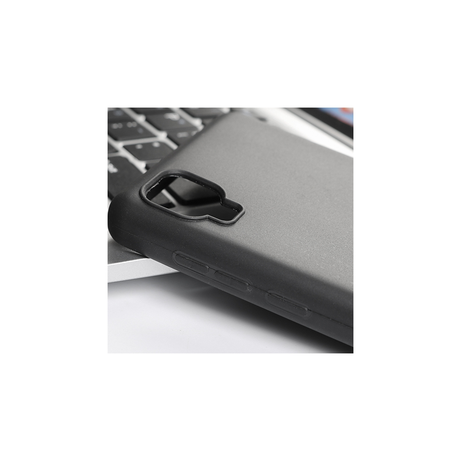 TopSave Soft Gel Rubber Matt Back TPU w/Glossy Bumper Case For TCL A3 A509DL 5.5" , Black