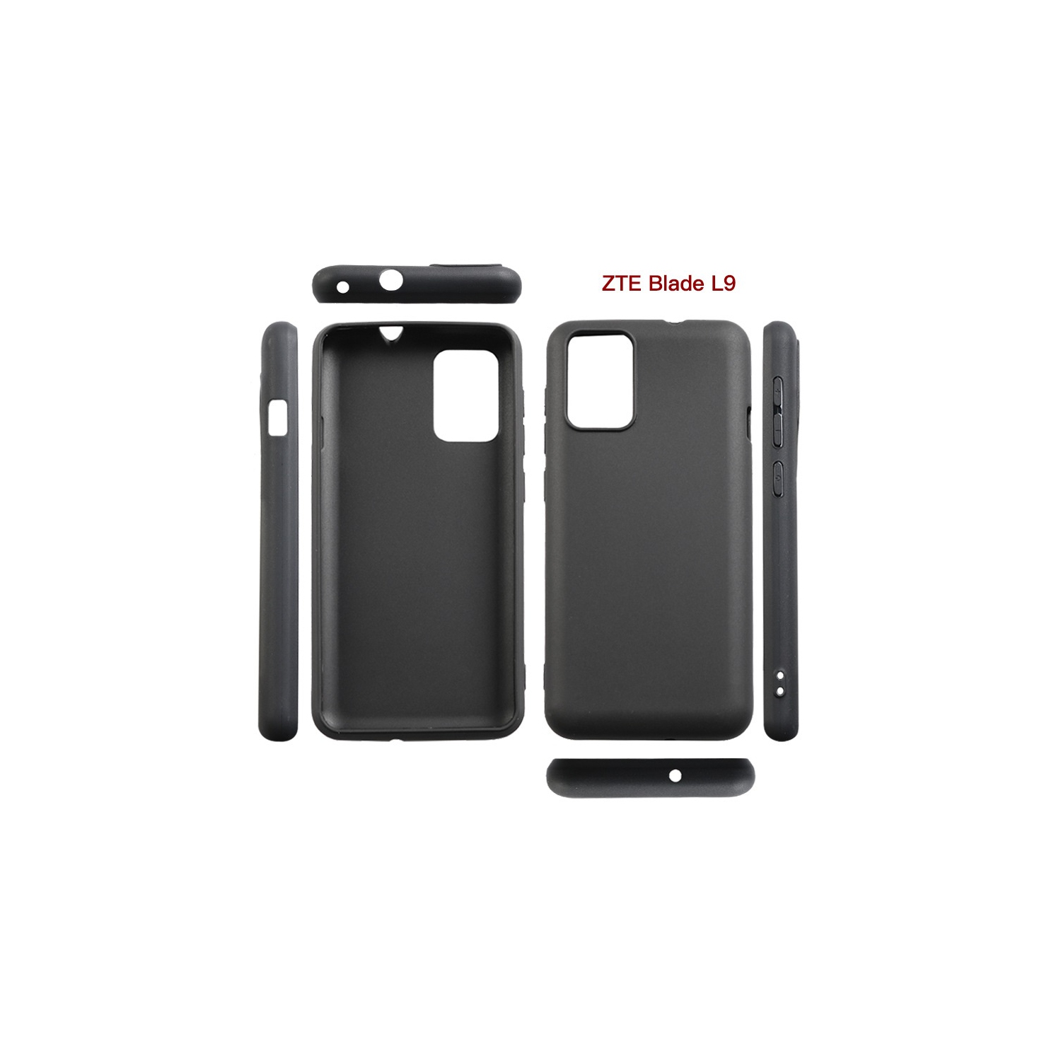 TopSave Soft Gel Rubber Matt Back TPU w/Glossy Bumper Case For ZTE Blade L9 5" , Black