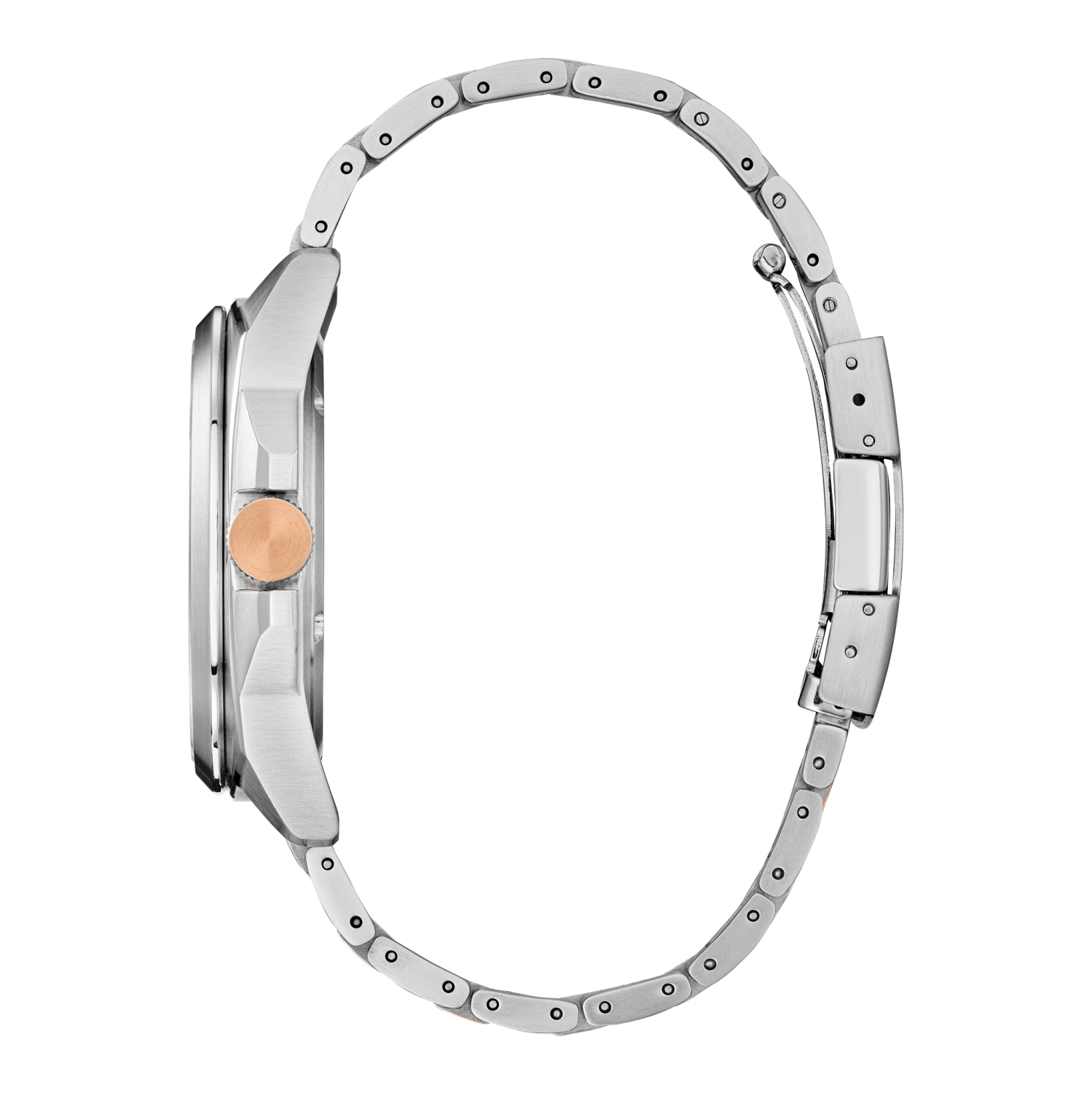 Montre pour hommes Endicott Eco-Drive 42 mm de Citizen avec boîtier et bracelet en acier inoxydable rose doré et cadran bleu