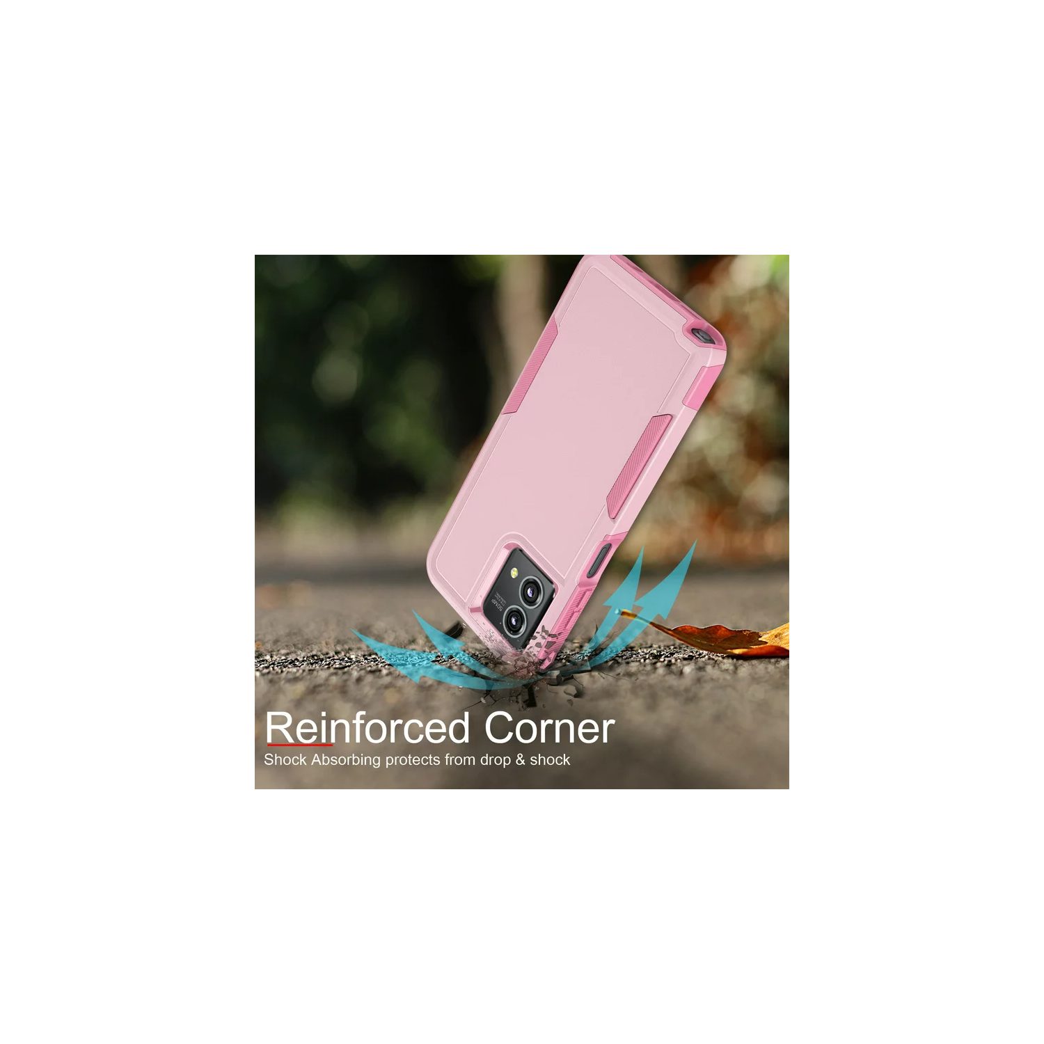 [CSmart] Dual Layers Heavy Duty Rubber Armor Hard Case Cover for Motorola Moto G Play 2024, Light Pink