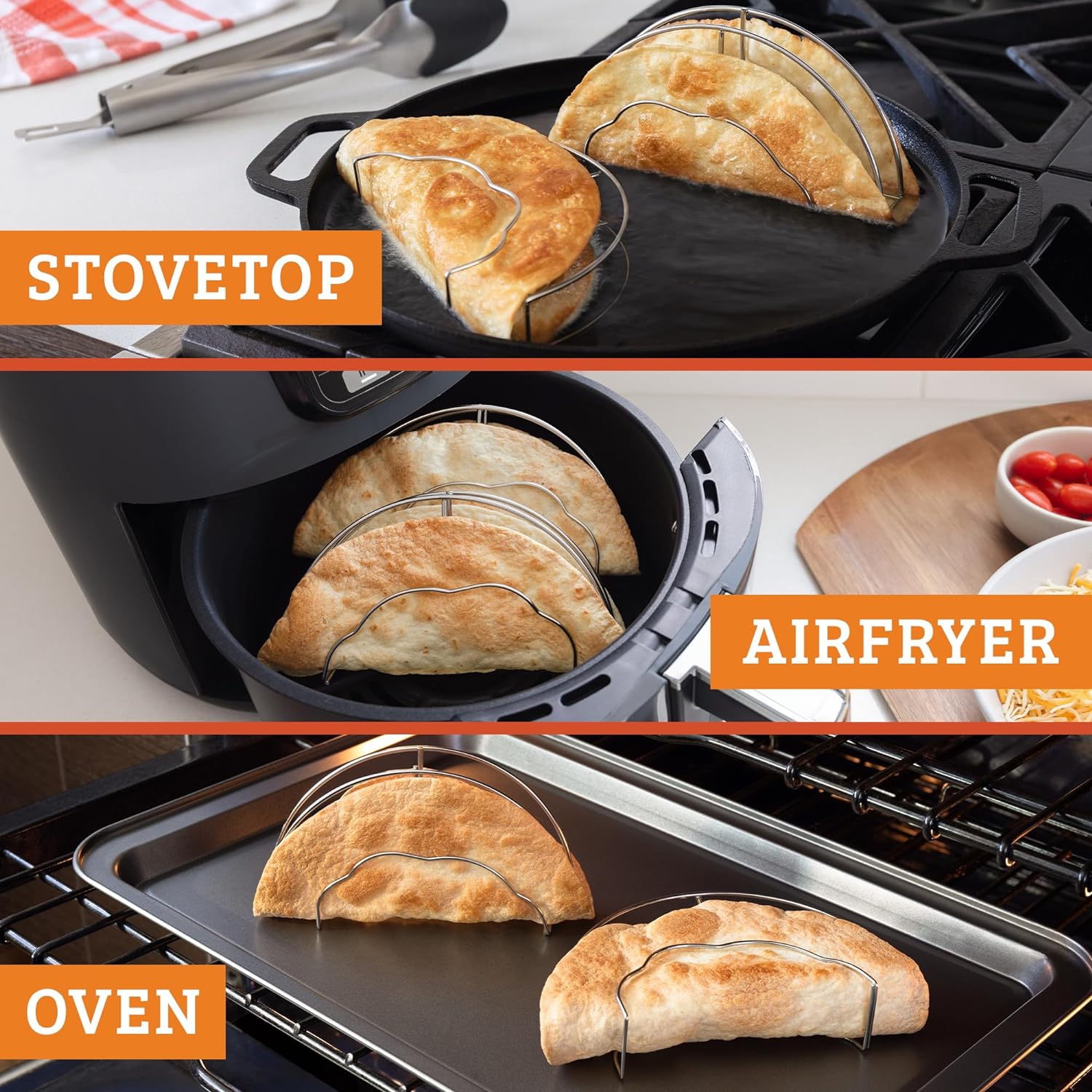 Chef Tacos 2-Pack Premium Taco Shell Molder for Oven & Air Fryer Use - Versatile Taco Maker, Taco Shell Mold for Frying, Air Fryer Taco Shell Mold,