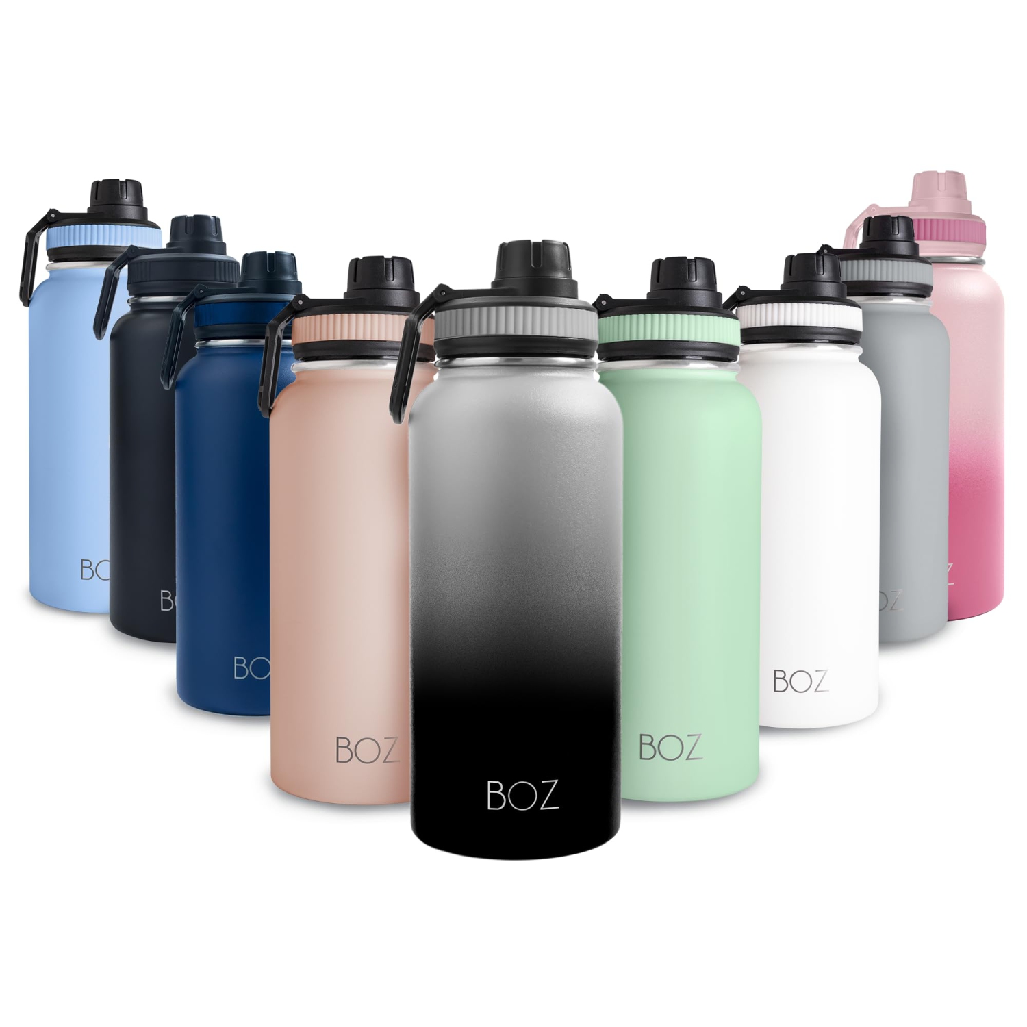 Bouteille d'eau en acier inoxydable BOZ - bouteille d'eau isotherme Vaccum 32 oz - bouteille d'eau noir dégradé