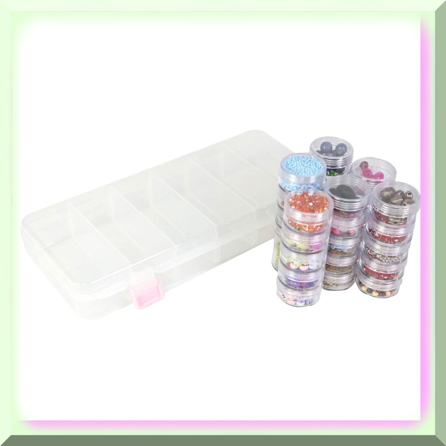 Convenient Large Plastic Bead Storage Organizer Box - 28 Jars for