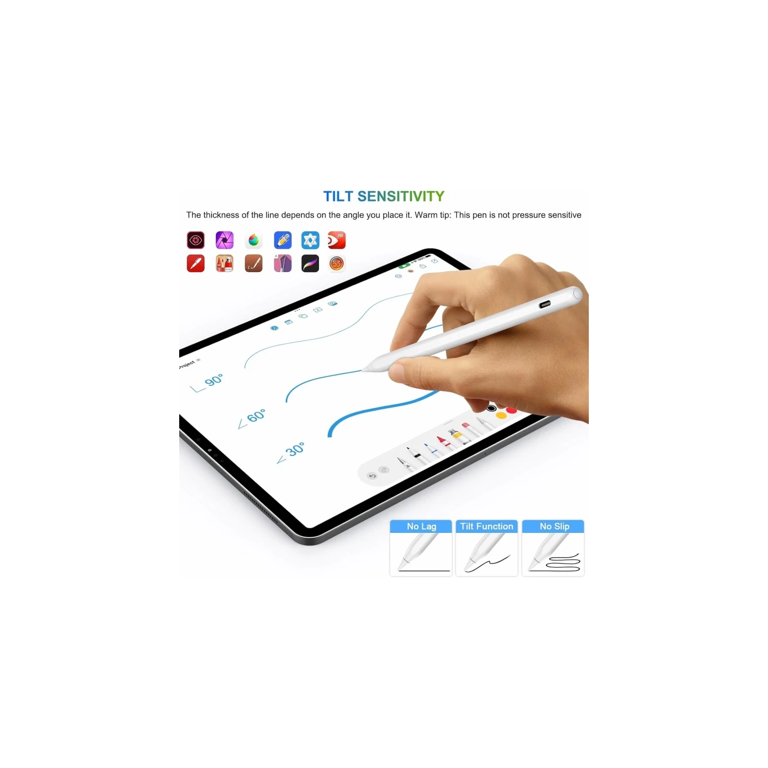 iPad Pencil 2nd Generation Magnetic Wireless Charging, Same as Apple Pencil 2nd Gen with Tilt & Palm Rejection, iPad Pen Compatible with iPad Air