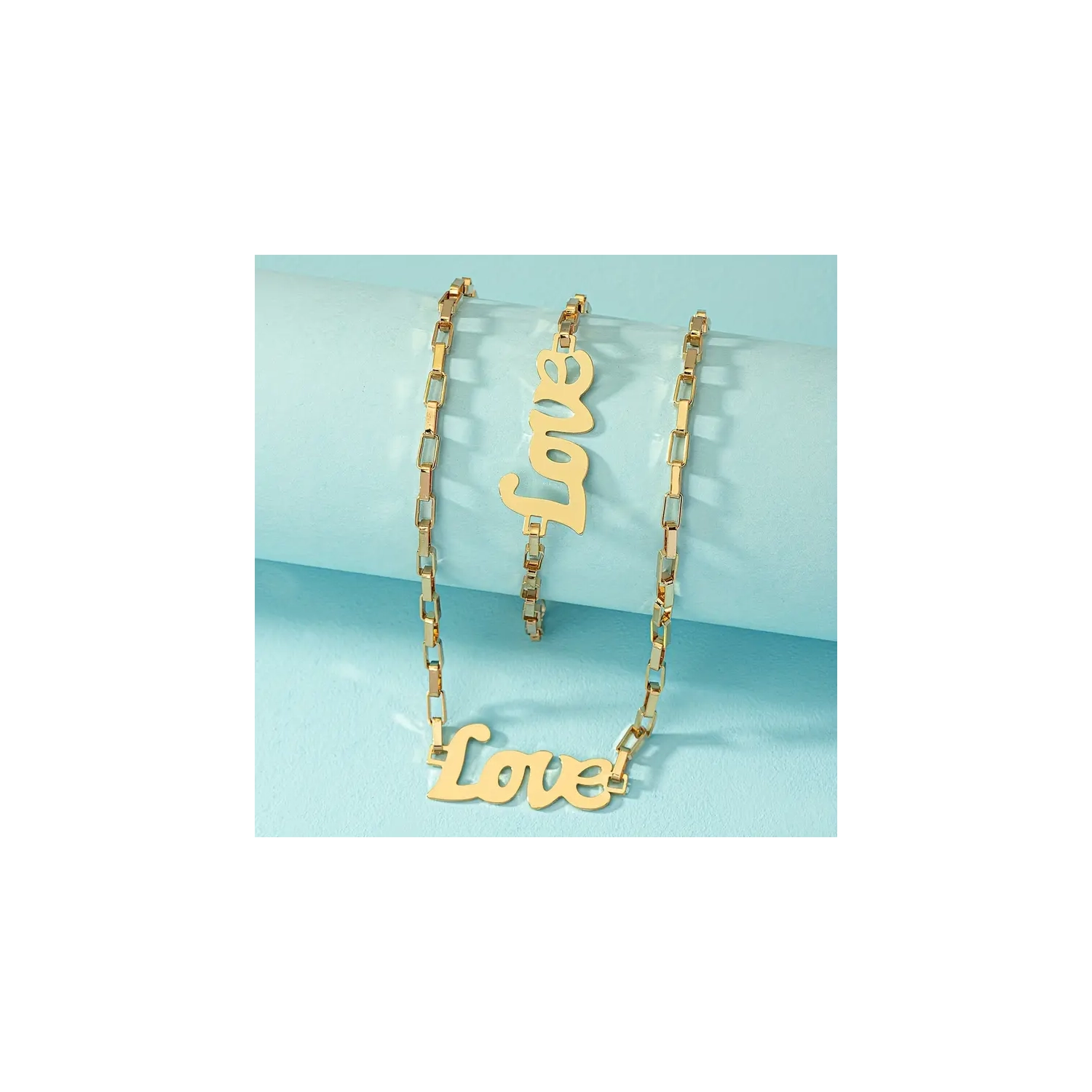 **2pcs Necklace & Bracelet Set: Love Design, Matches Outfits, Ideal Valentines Geschenk **