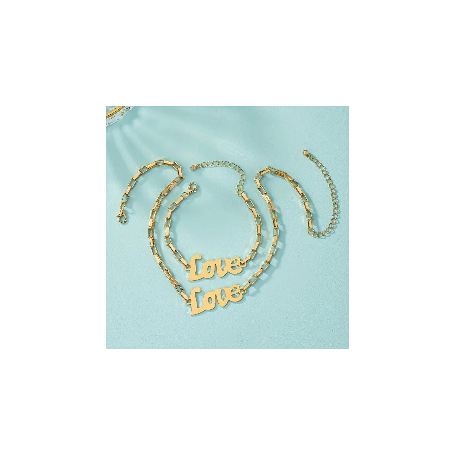 **2pcs Necklace & Bracelet Set: Love Design, Matches Outfits, Ideal Valentines Geschenk **