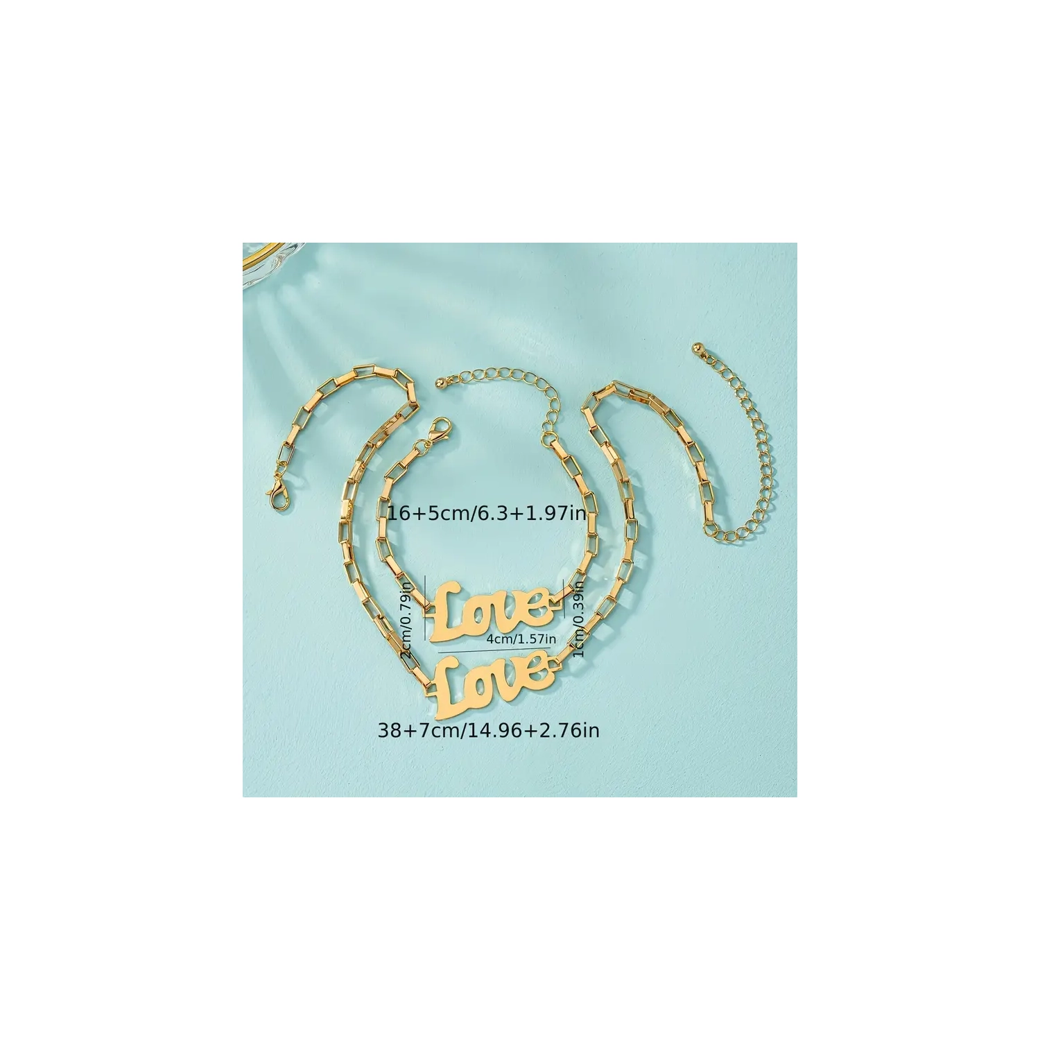 **2pcs Necklace & Bracelet Set: Love Design, Matches Outfits, Ideal Valentines Geschenk **