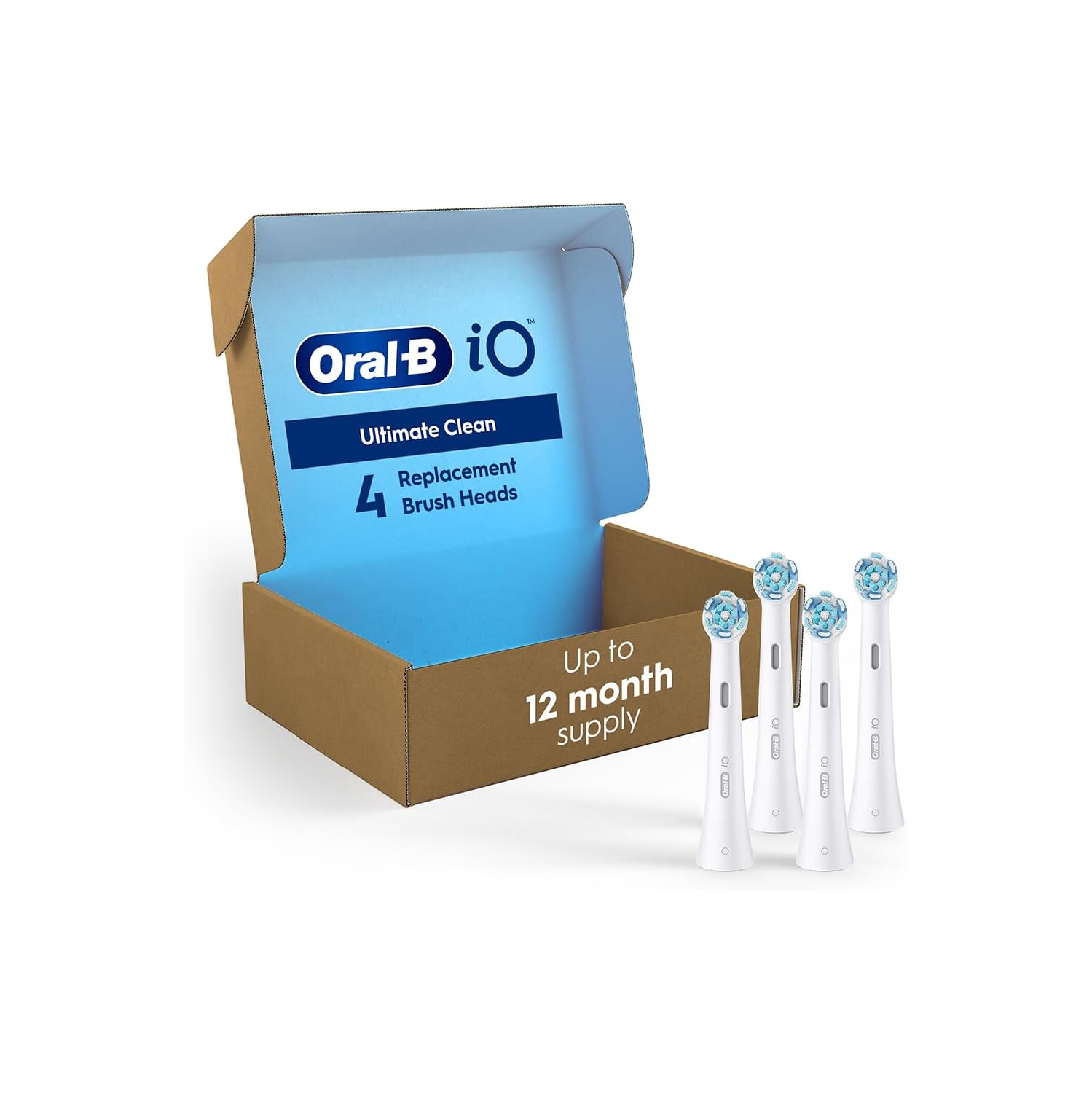 Oral-B iO Ultimate Clean Replacement Brush Heads, White, Refills for Oral-B iO Series Electric Toothbrushes, 4 Count