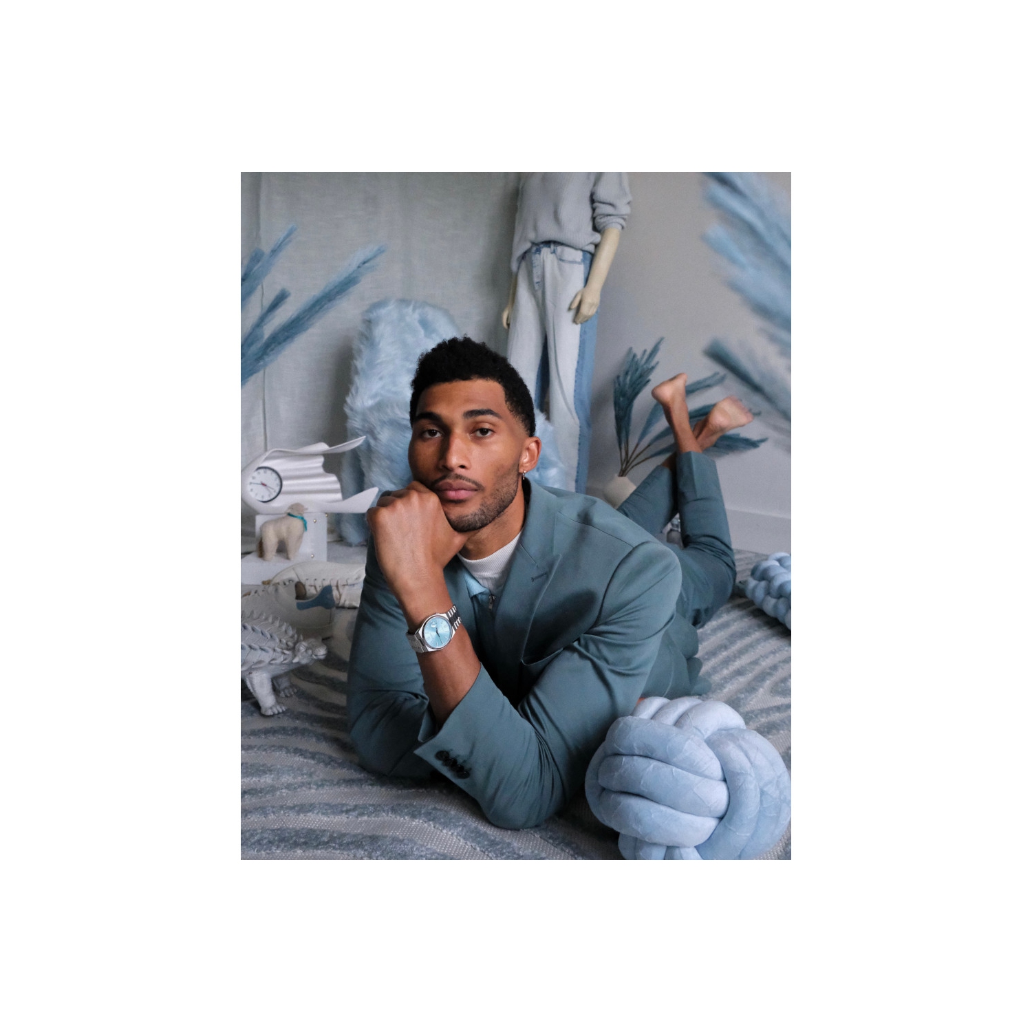 Montre automatique pour hommes « TSUYOSA » 40&nbsp;mm avec boîtier et bracelet en acier inoxydable argenté et cadran aqua de Citizen