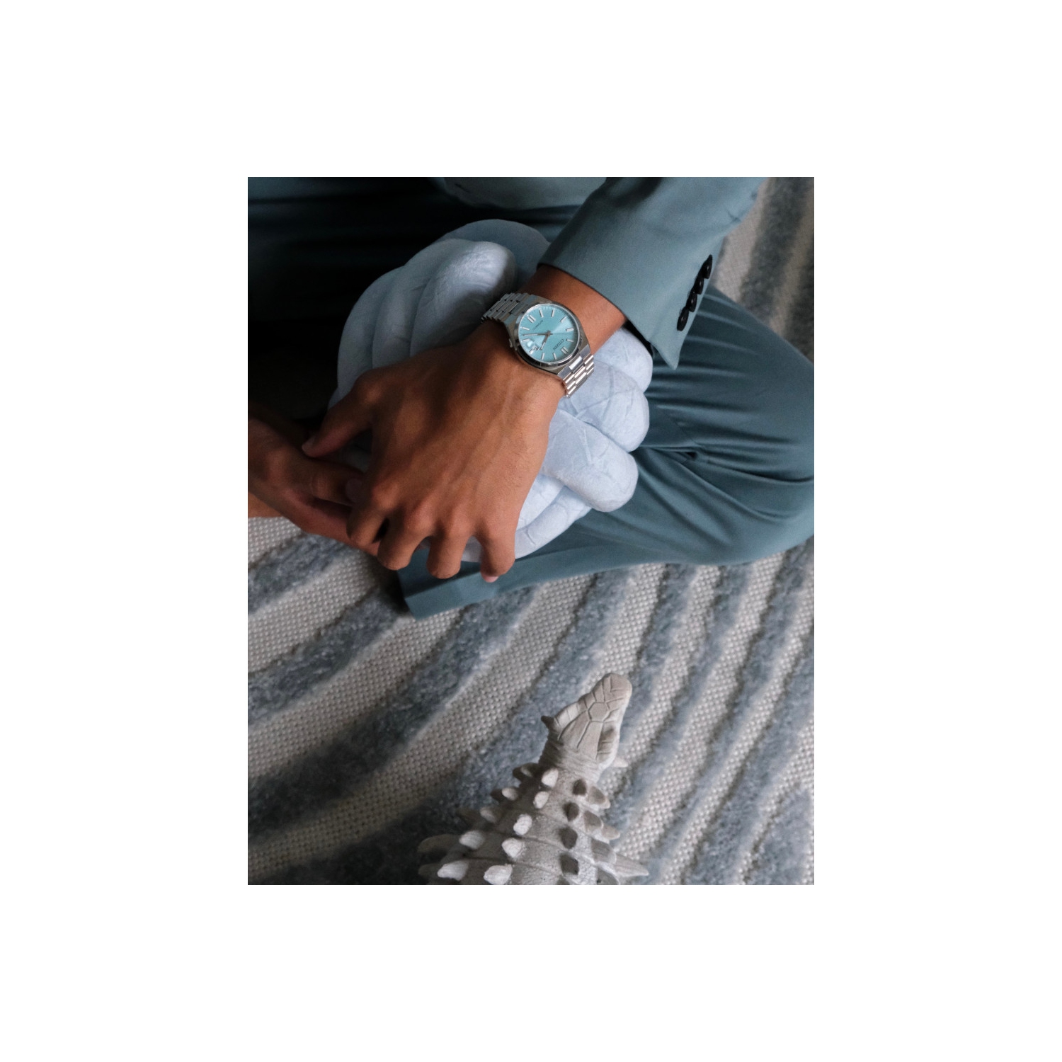 Montre automatique pour hommes « TSUYOSA » 40&nbsp;mm avec boîtier et bracelet en acier inoxydable argenté et cadran aqua de Citizen