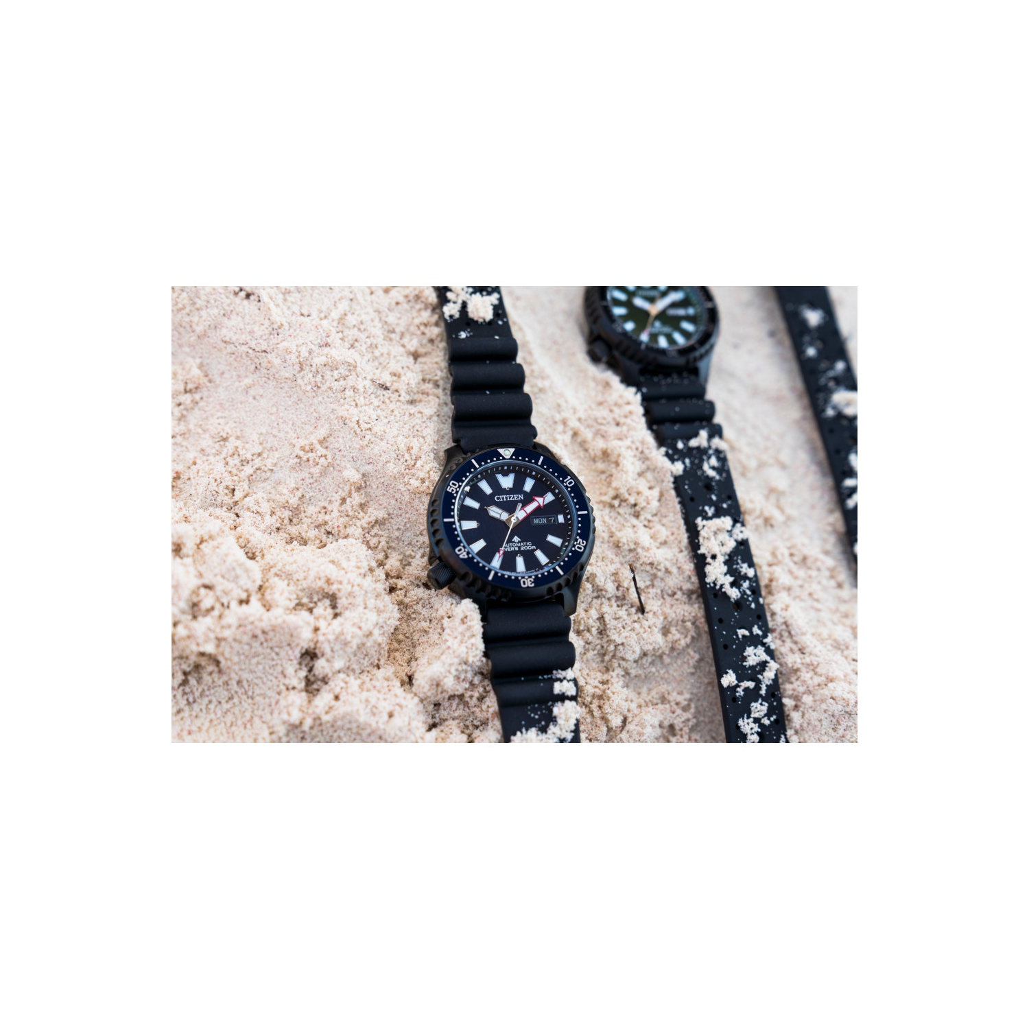 Montre automatique Promaster Dive pour hommes de Citizen 44 mm boîtier inox noir bracelet polyuréthane noir avec cadran bleu