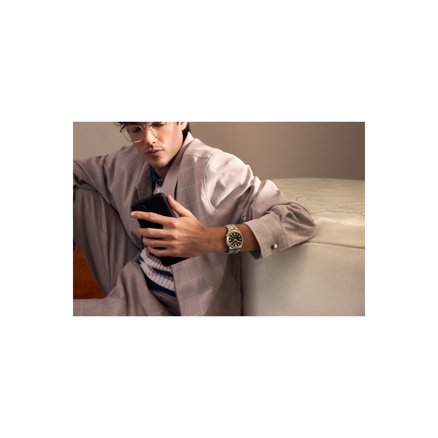 Montre automatique pour hommes « TSUYOSA » 40&nbsp;mm avec boîtier et bracelet en acier inoxydable argenté et cadran noir de Citizen