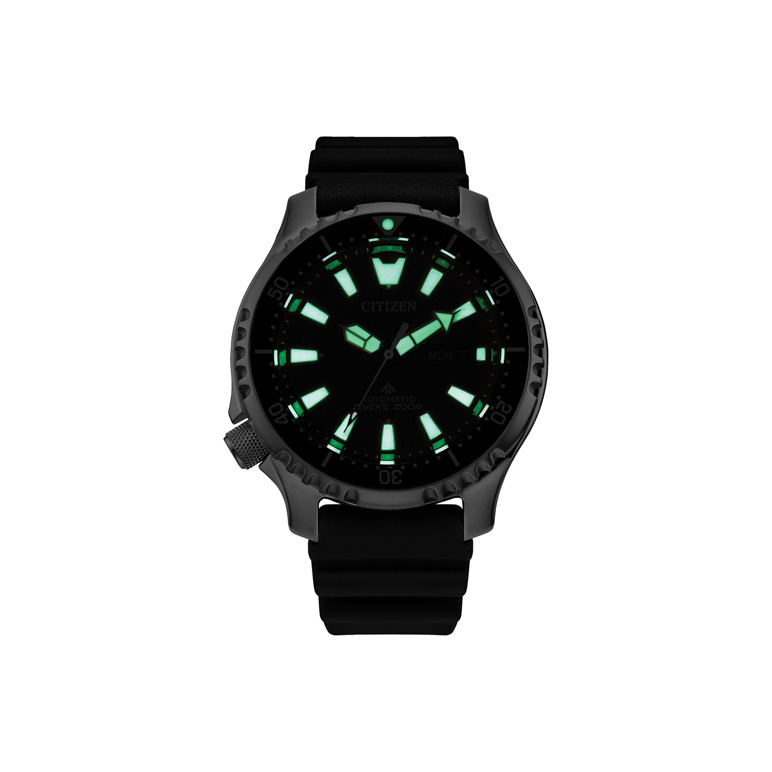 Citizen Mens Promaster Dive Automatic Automatic Watch 44mm Silver-Tone Stainless Steel Case Black Polyurethane Strap with Black Dial