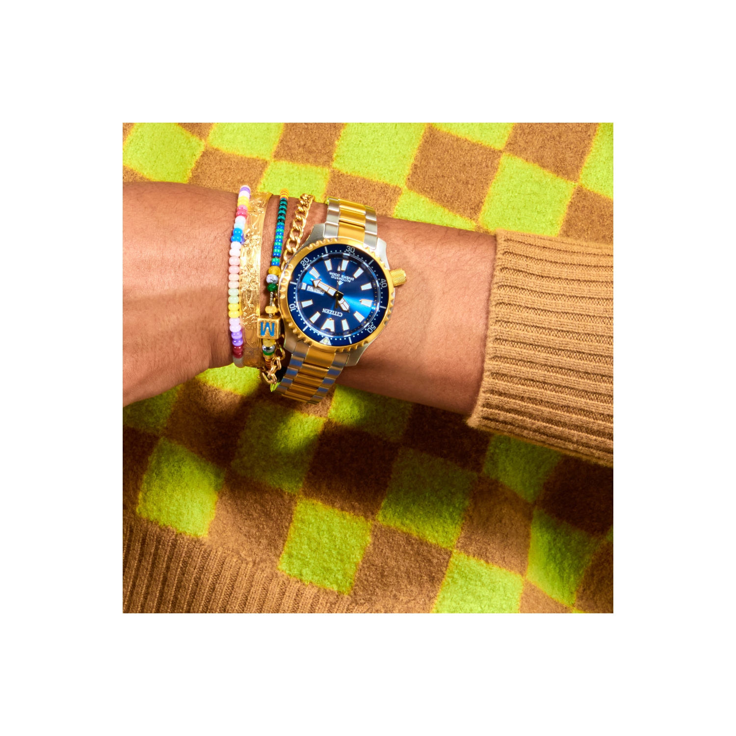 Montre automatique Promaster Dive 44&nbsp;mm en inox deux tons avec cadran bleu pour hommes de Citizen