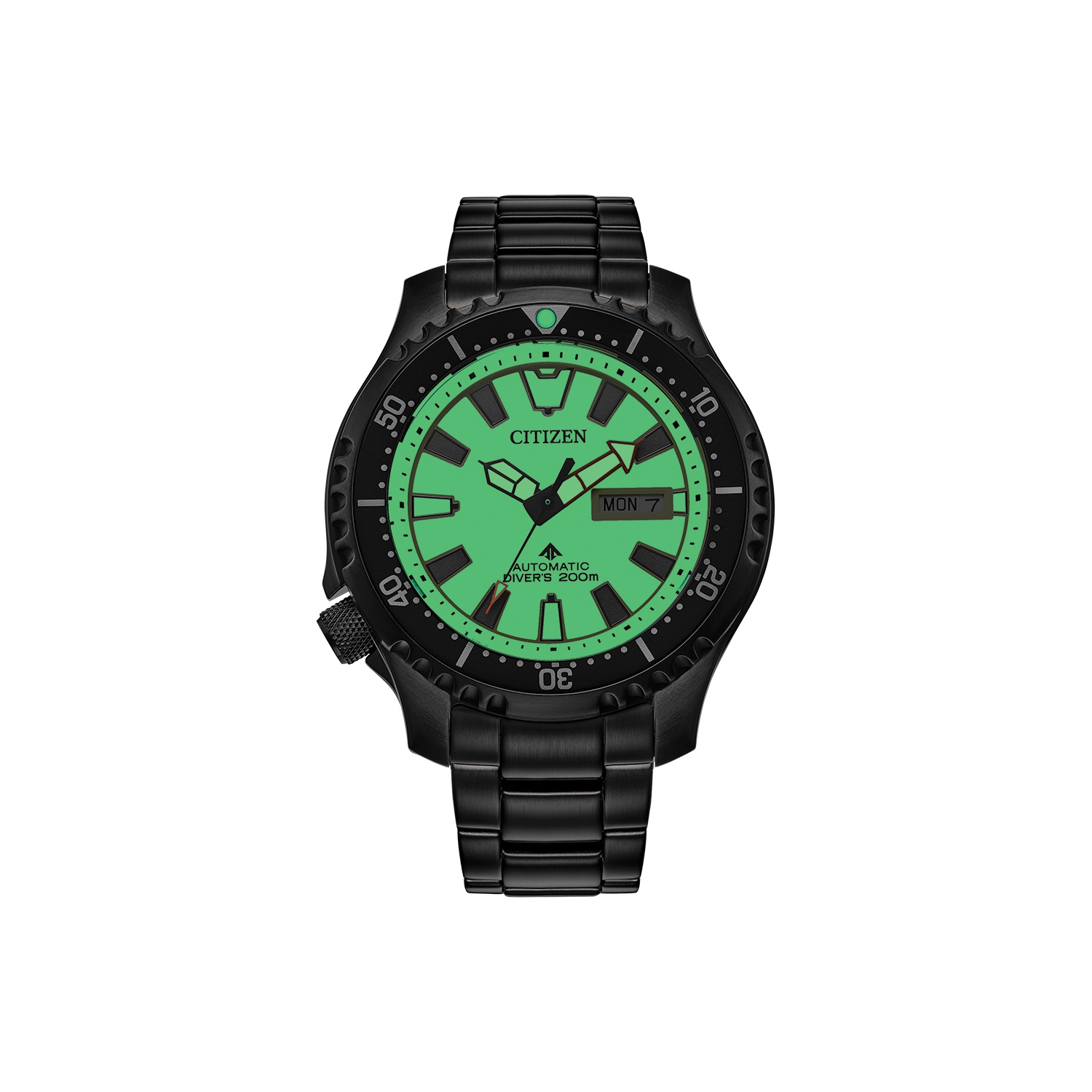 Montre automatique Promaster Dive pour hommes de Citizen 44&nbsp;mm avec boîtier et bracelet en inox noir et cadran jaune