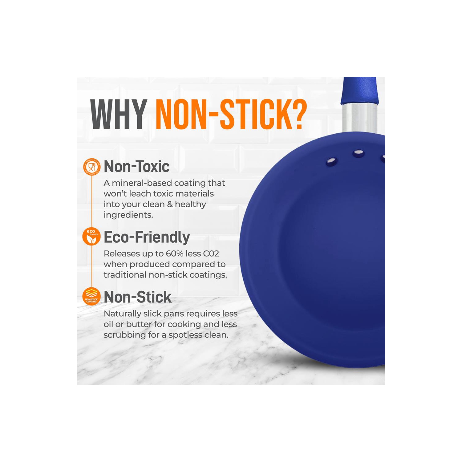 10'' Medium Fry Pan - Non-stick Pan with Silicone Handle, Ceramic Coating Inside