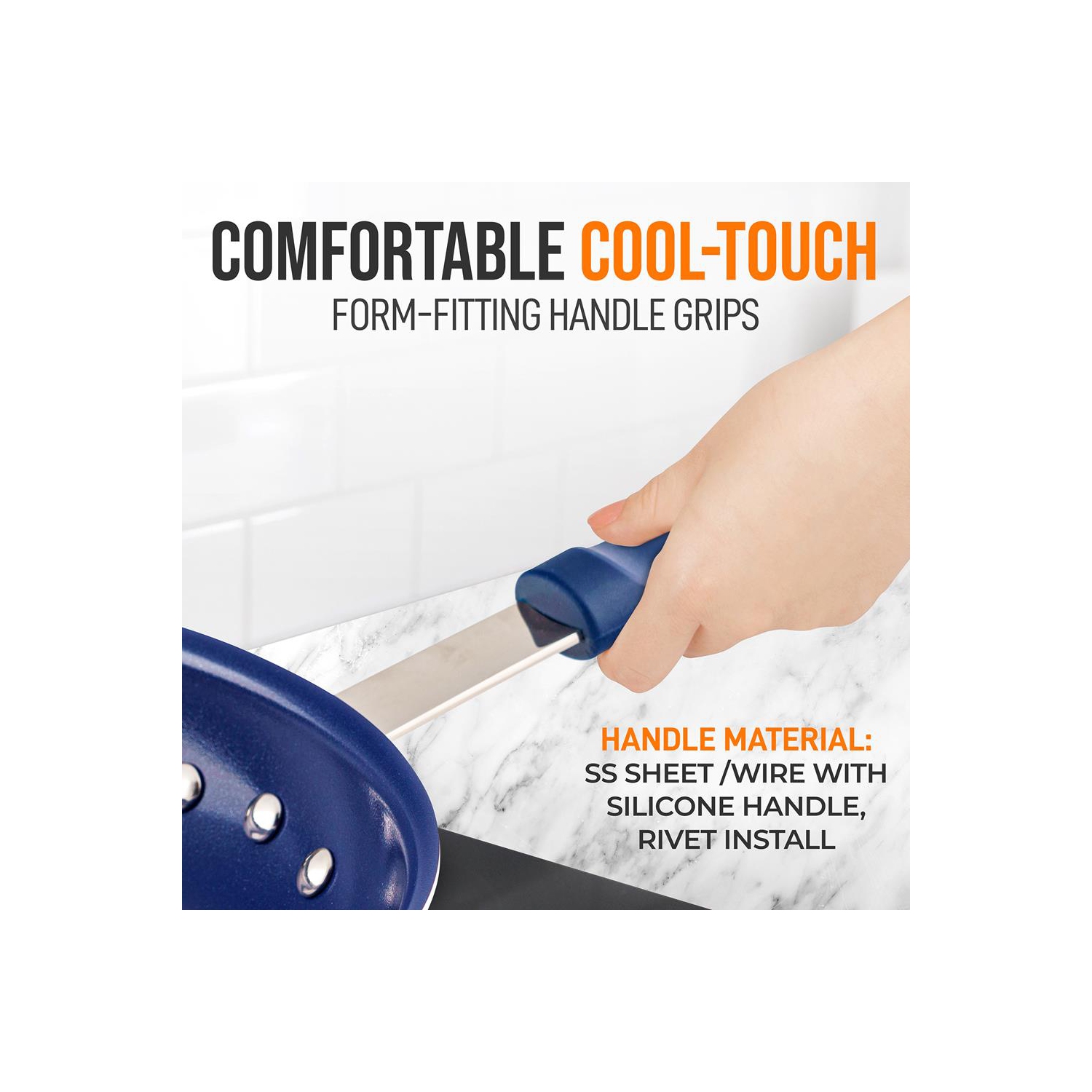 10'' Medium Fry Pan - Non-stick Pan with Silicone Handle, Ceramic Coating Inside