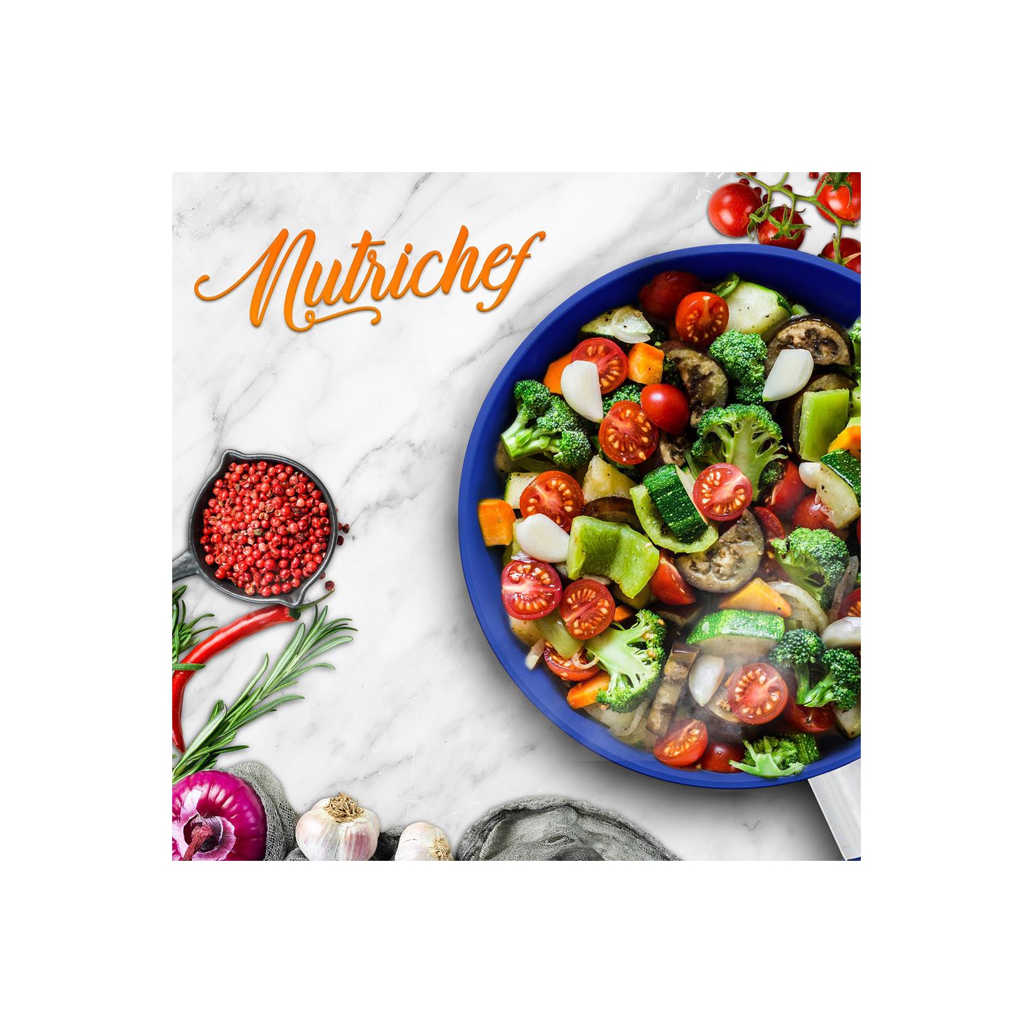 10'' Medium Fry Pan - Non-stick Pan with Silicone Handle, Ceramic Coating Inside