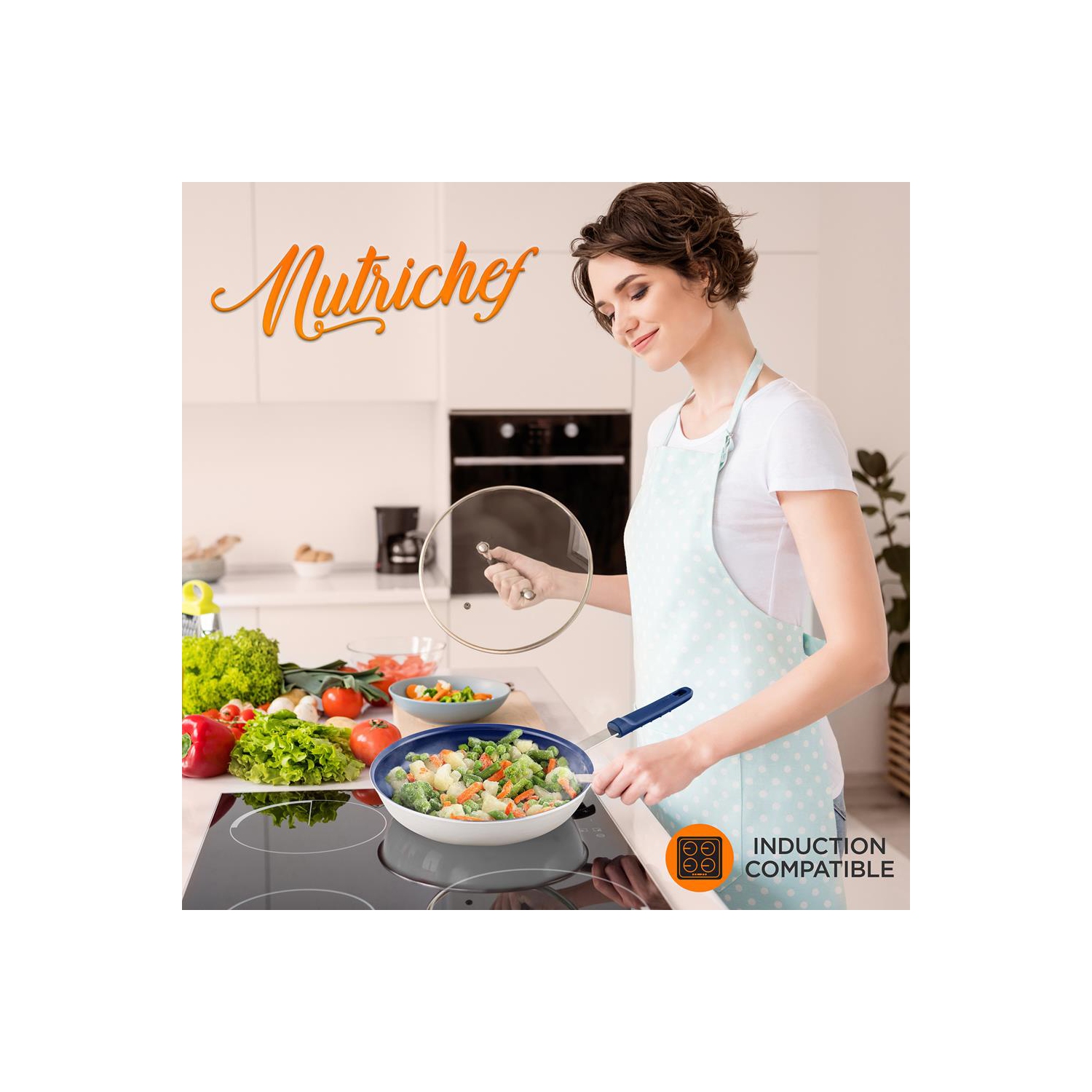 10'' Medium Fry Pan - Non-stick Pan with Silicone Handle, Ceramic Coating Inside