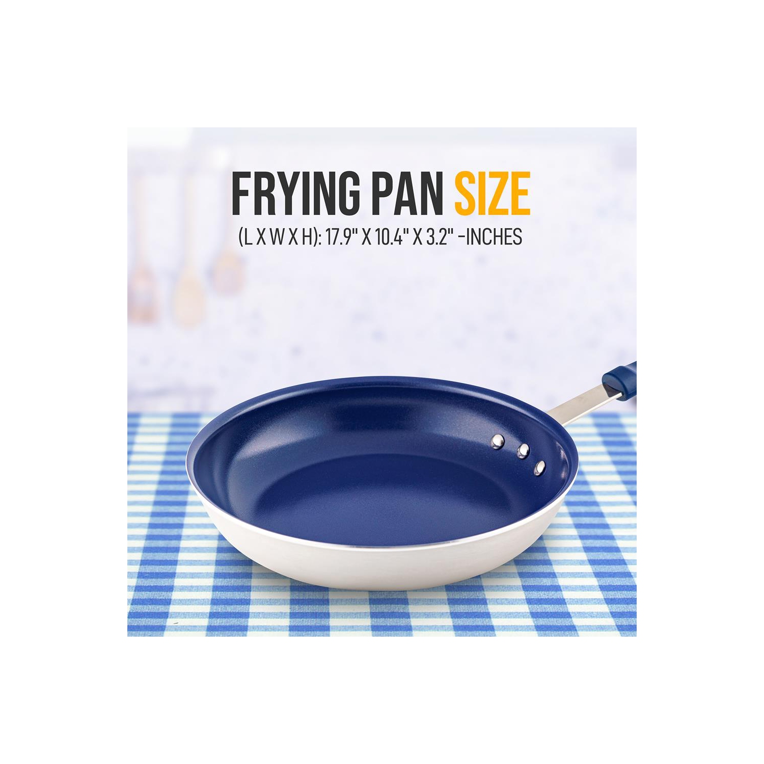 12'' Large Fry Pan - Non-stick Pan with Silicone Handle, Ceramic Coating Inside