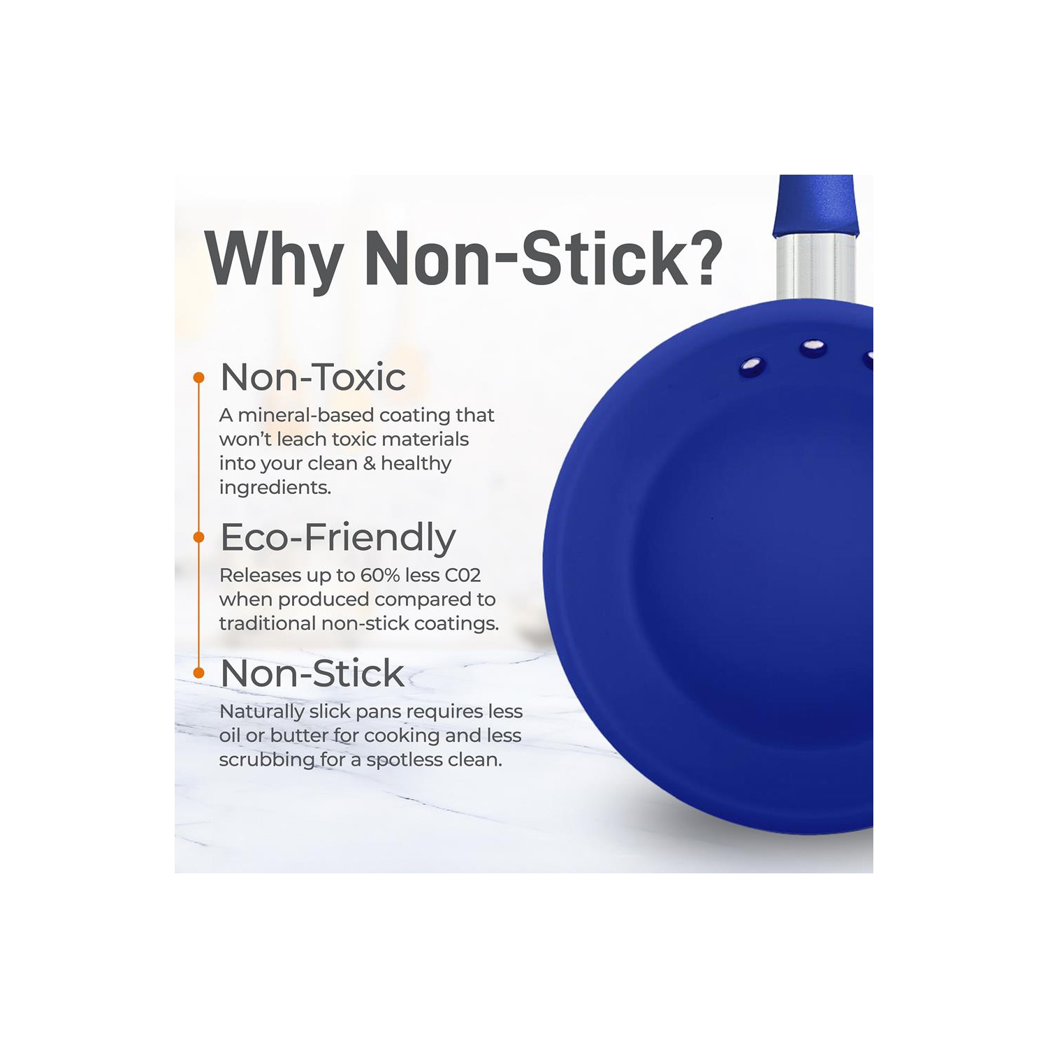 12'' Large Fry Pan - Non-stick Pan with Silicone Handle, Ceramic Coating Inside