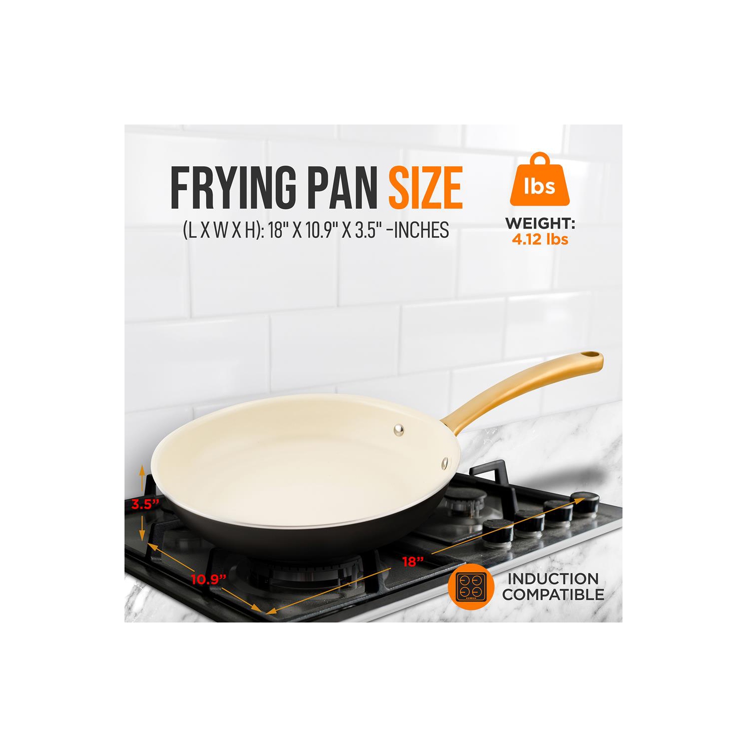 10'' Medium Fry Pan - Non-stick Pan with Silicone Handle, Interior Non-stick Ceramic Coating and Polyester coating Outside