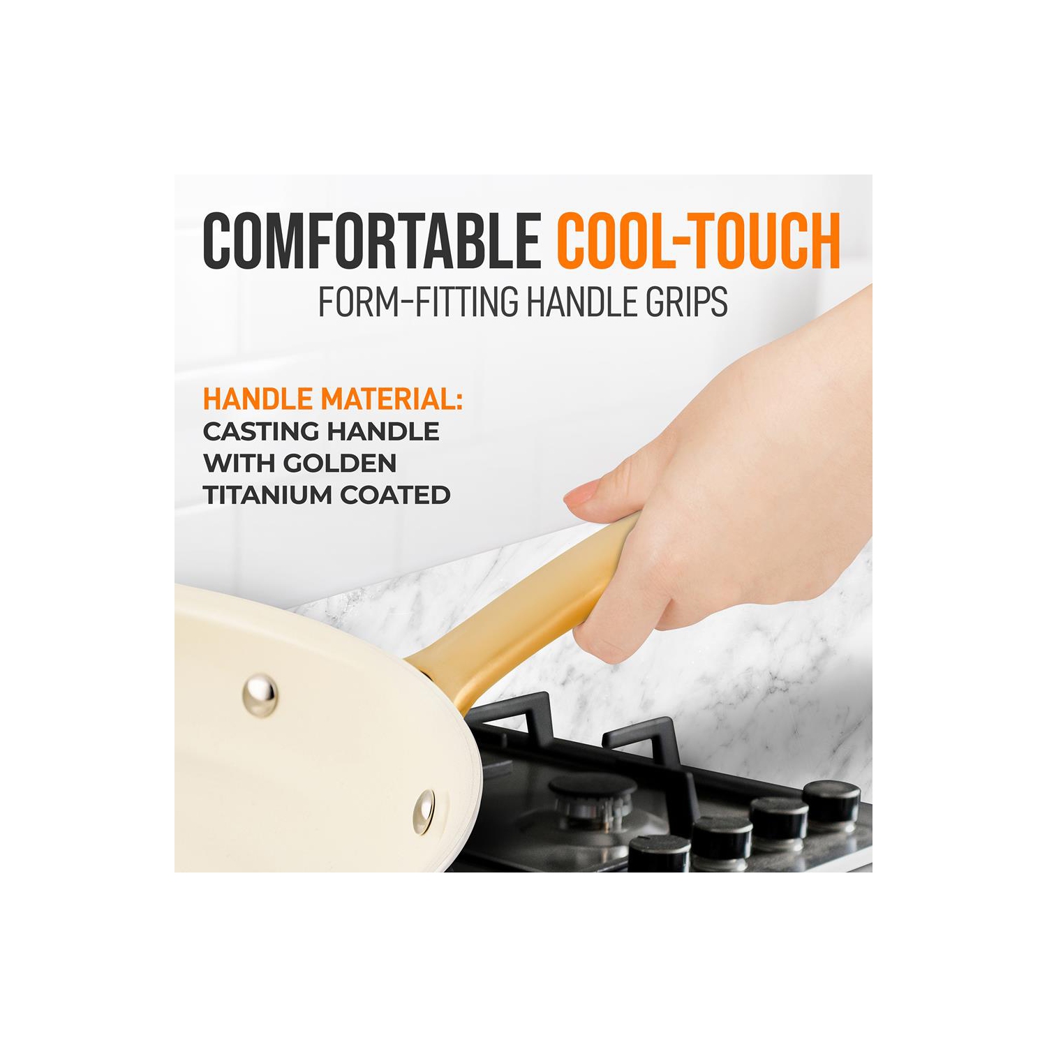 12'' Large Fry Pan with Lid - Non-stick Pan with Silicone Handle, Interior Non-stick Ceramic Coating and Polyester coating Outside