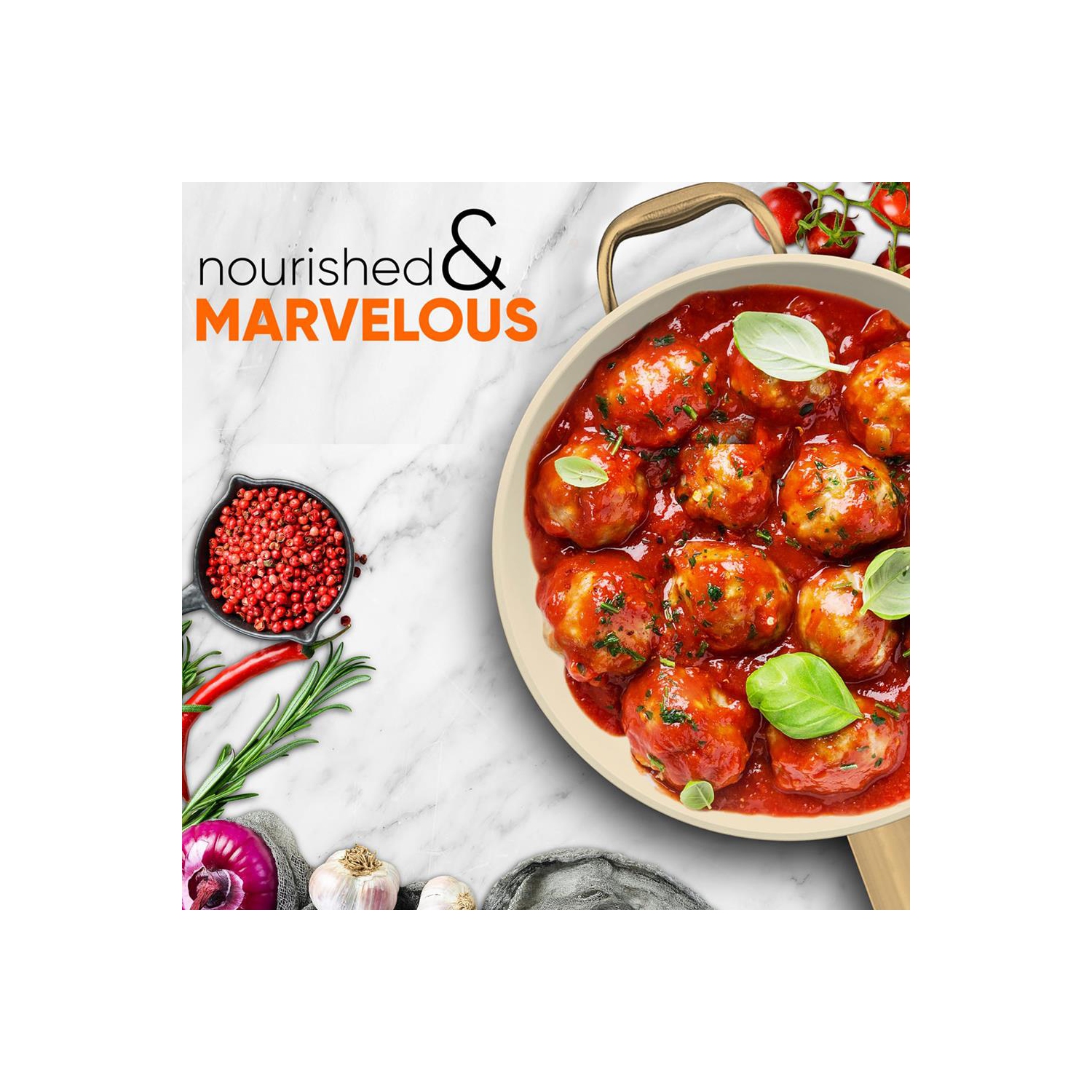 12'' Large Fry Pan with Lid - Non-stick Pan with Silicone Handle, Interior Non-stick Ceramic Coating and Polyester coating Outside