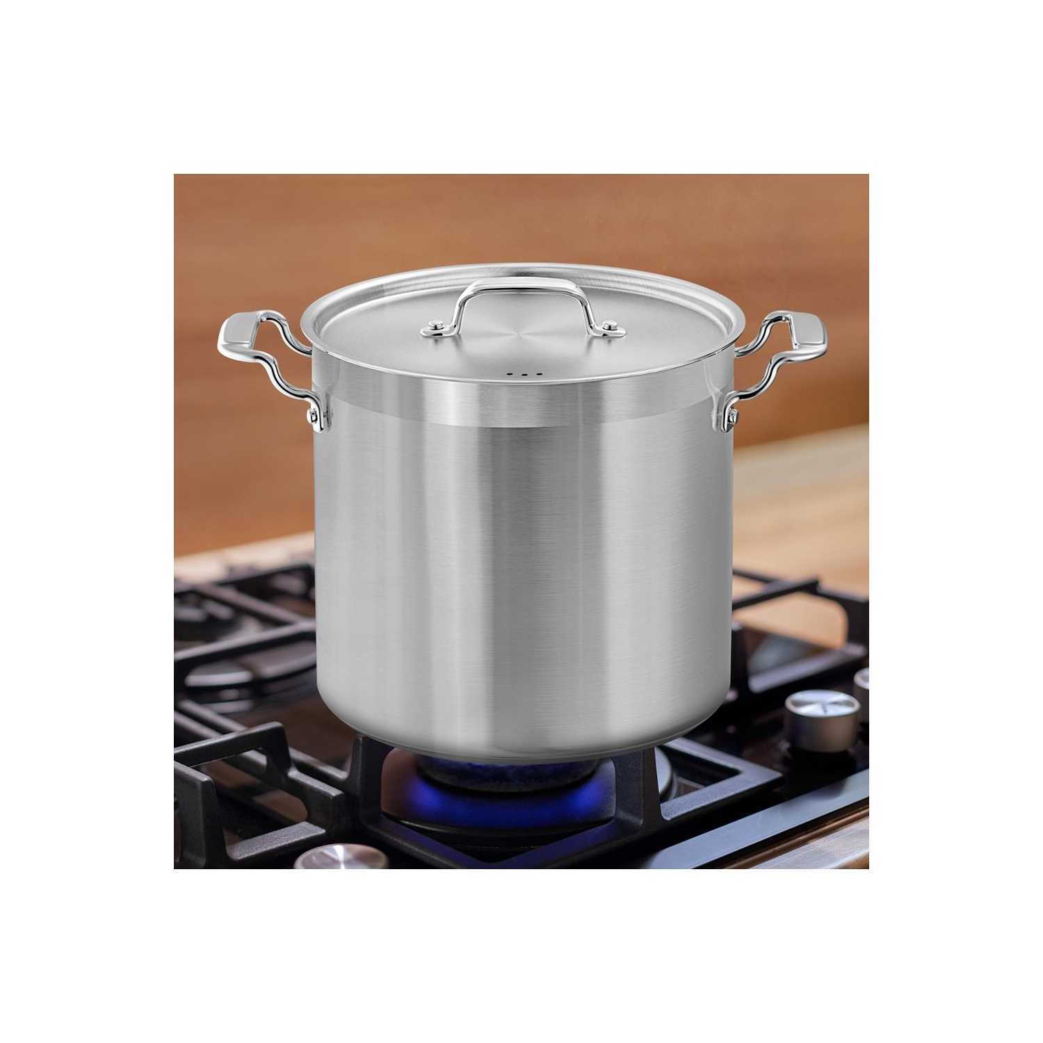 Stainless Steel Cookware Stockpot - 20 Quart, Heavy Duty Induction Pot, Soup Pot With Stainless Steel Lid