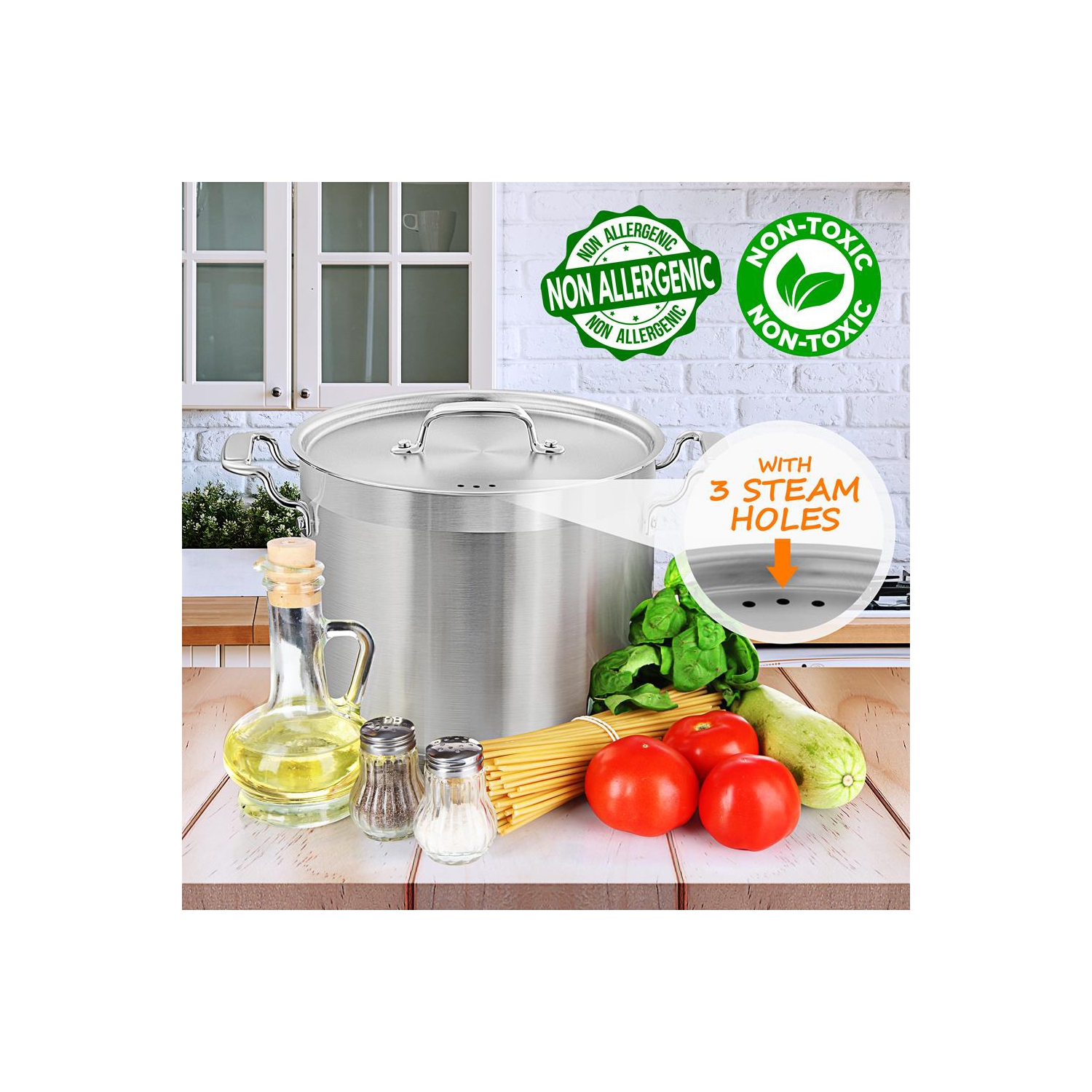 Marmite en acier inoxydable - 14 pintes, récipient à induction robuste, marmite à soupe avec couvercle en acier inoxydable