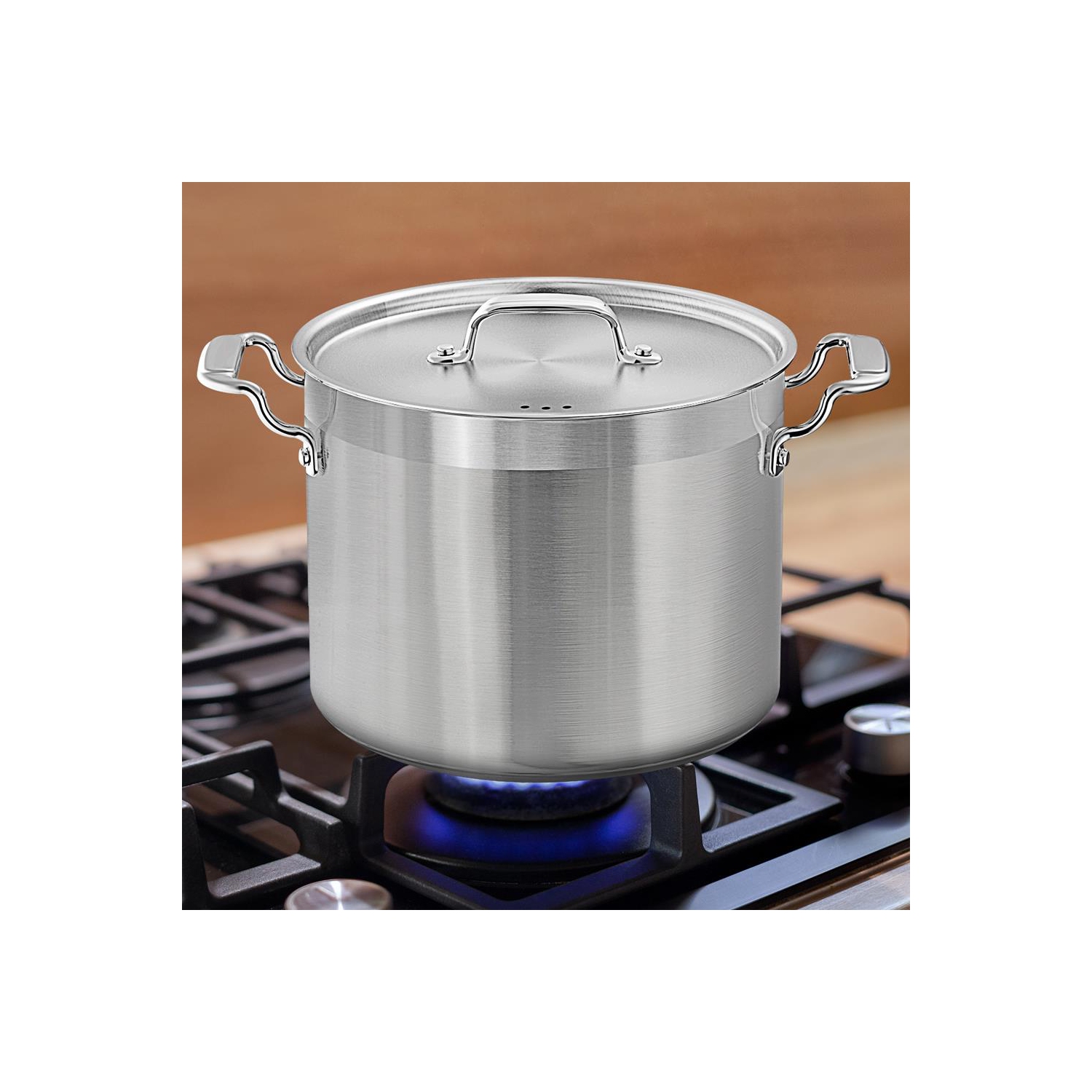 Marmite en acier inoxydable - 14 pintes, récipient à induction robuste, marmite à soupe avec couvercle en acier inoxydable