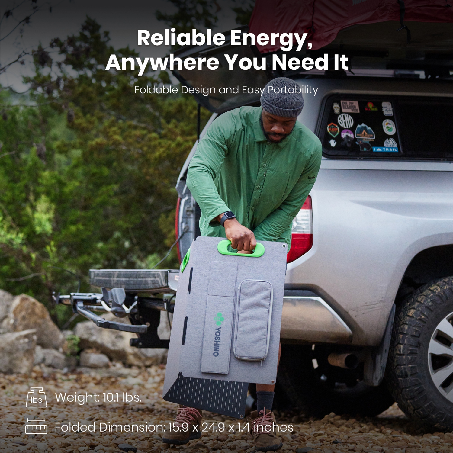 Yoshino SP100 Foldable 100W Monocrystalline Portable Solar Panel for Electric Solar Generators, Water-Resistant IP67, Off-Grid, Camping, RV