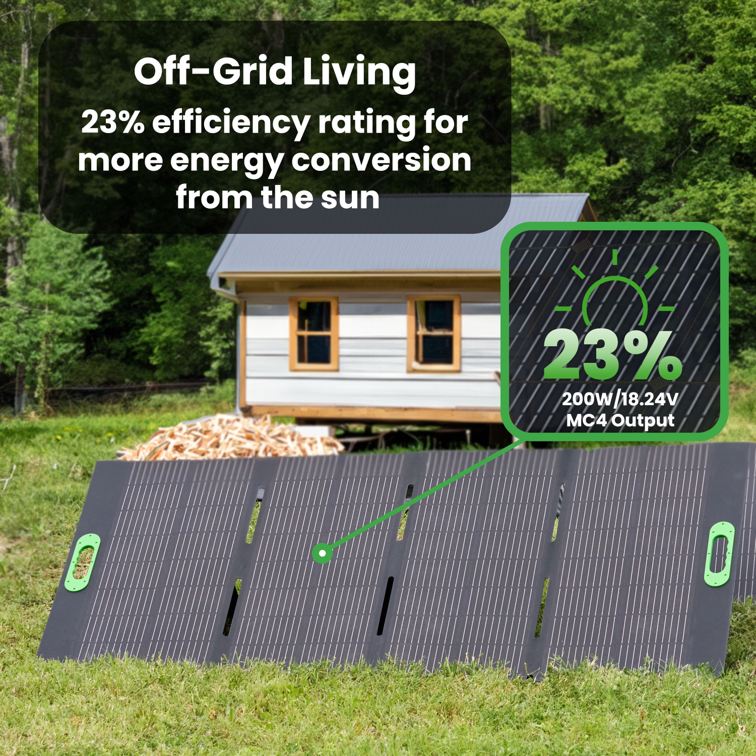 Yoshino SP200 Foldable 200W Monocrystalline Portable Solar Panel for Electric Solar Generators, Water-Resistant IP67, Off-Grid, Camping, RV