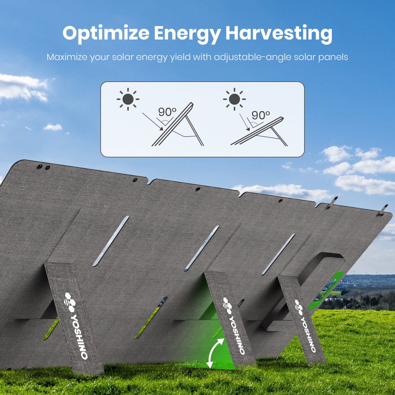 Yoshino SP200 Foldable 200W Monocrystalline Portable Solar Panel for Electric Solar Generators, Water-Resistant IP67, Off-Grid, Camping, RV