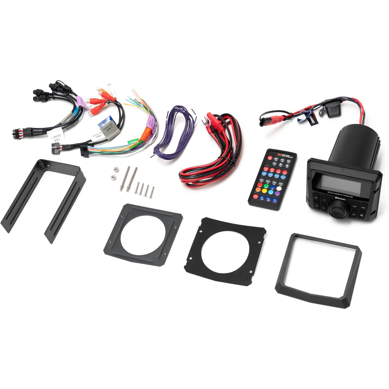 Radio AM/FM stéréo étanche de 200 W avec contrôleur à DEL à 4 zones, format de calibre nautique