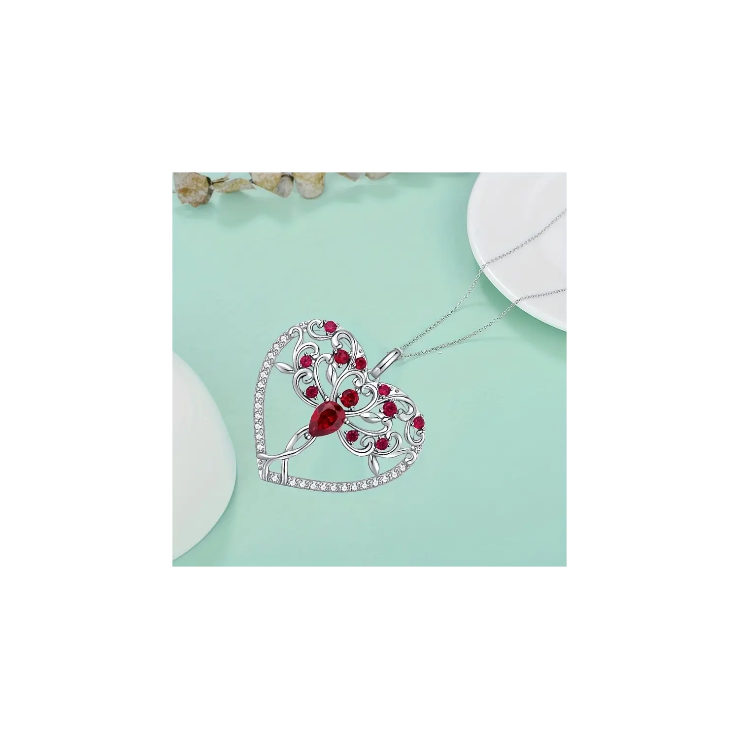 Silvery Heart Necklace: Gift for Women, Mothers, Nany, Sister, Christmas, Thanksgiving, Birthday